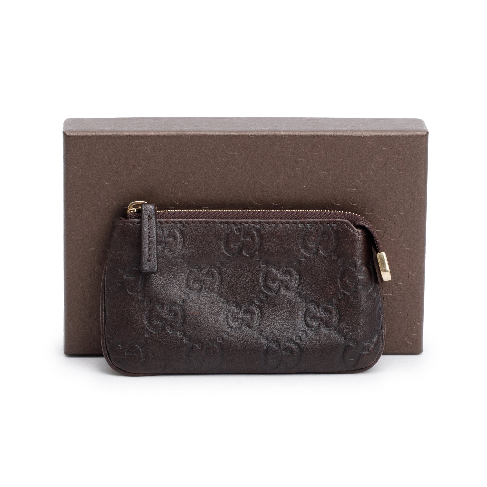 Gucci Brown GG Signature Leather Key Pouch w/ Box