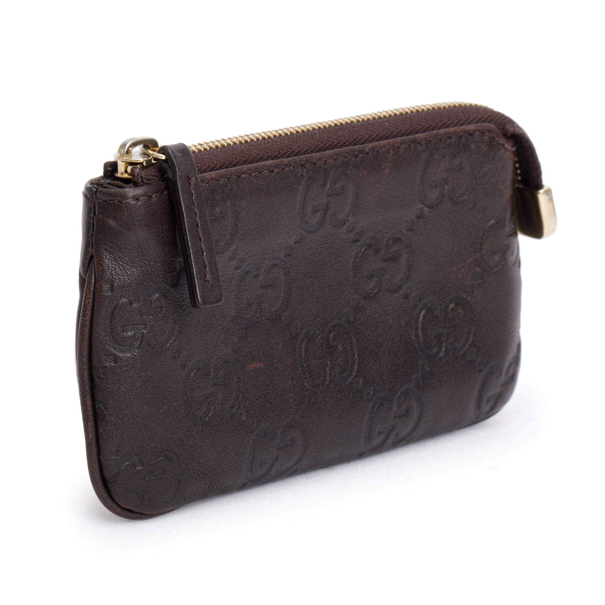 Gucci Brown GG Signature Leather Key Pouch w/ Box