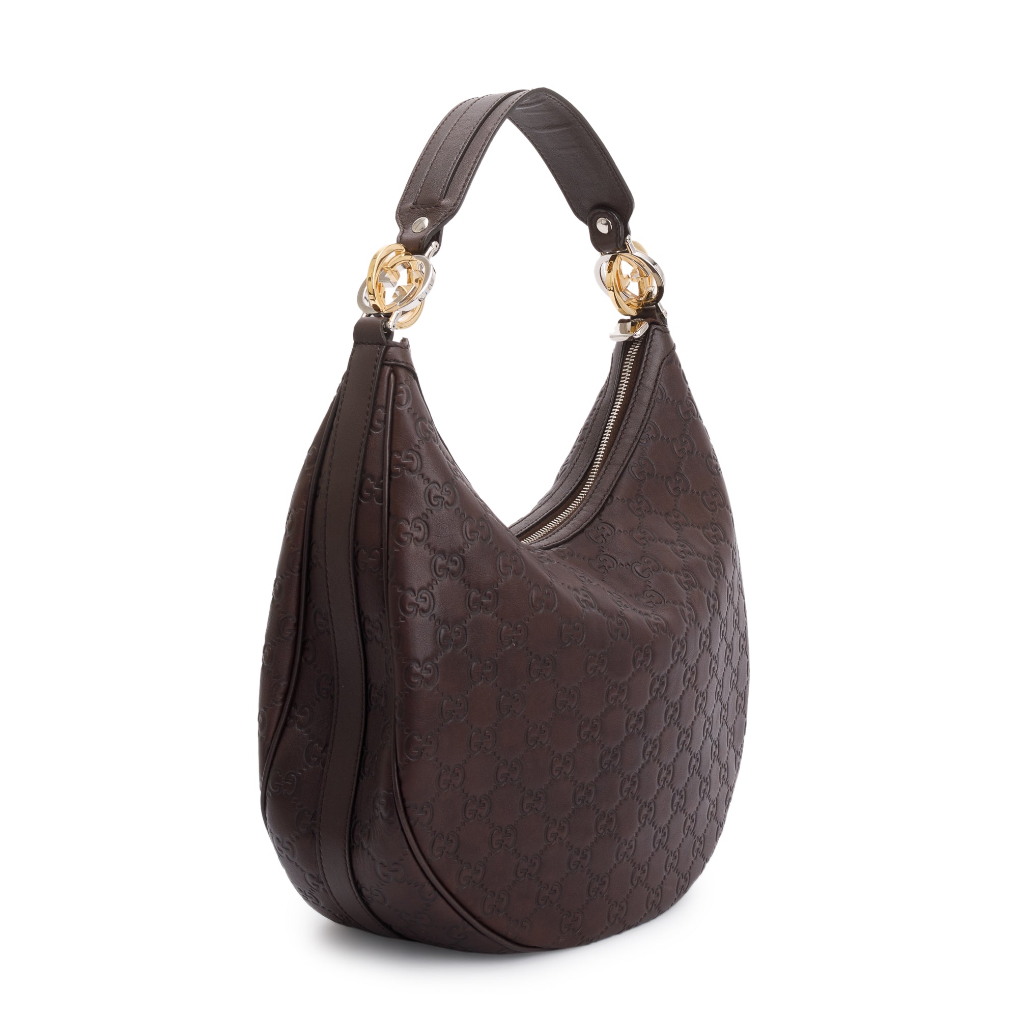 Gucci Brown GG Signature Leather Medium Twins Hobo