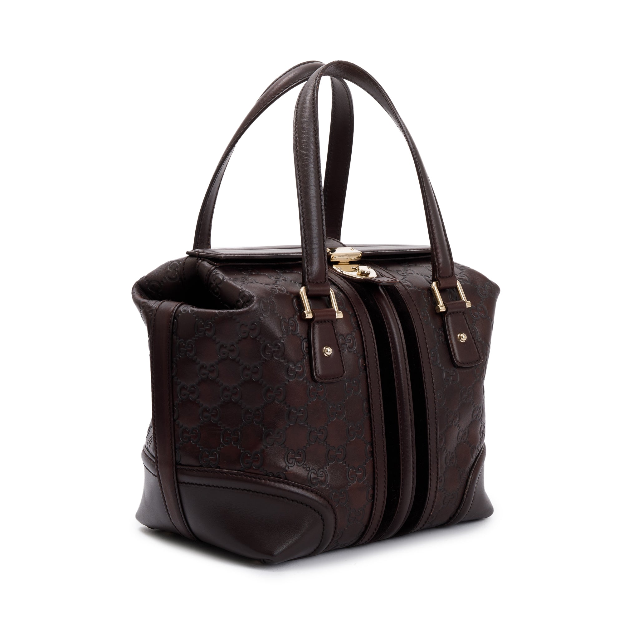 Gucci Brown GG Signature Leather Treasure Boston Bag