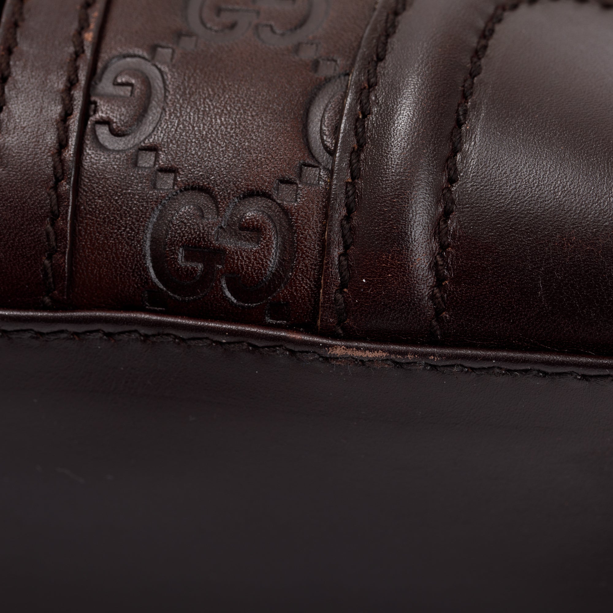 Gucci Brown GG Signature Leather Treasure Boston Bag