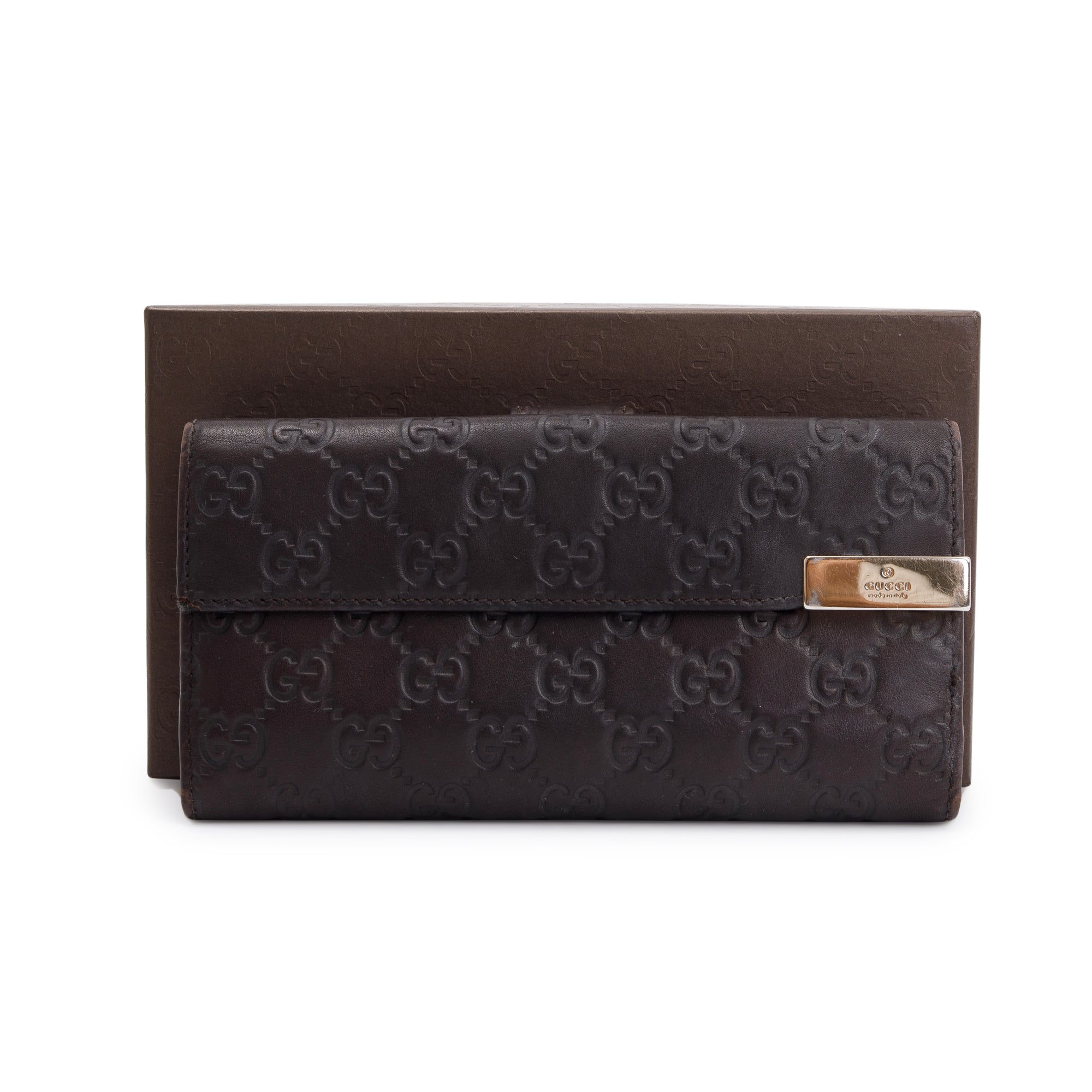 Gucci Brown Guccissima Leather Continental Wallet w/ Box
