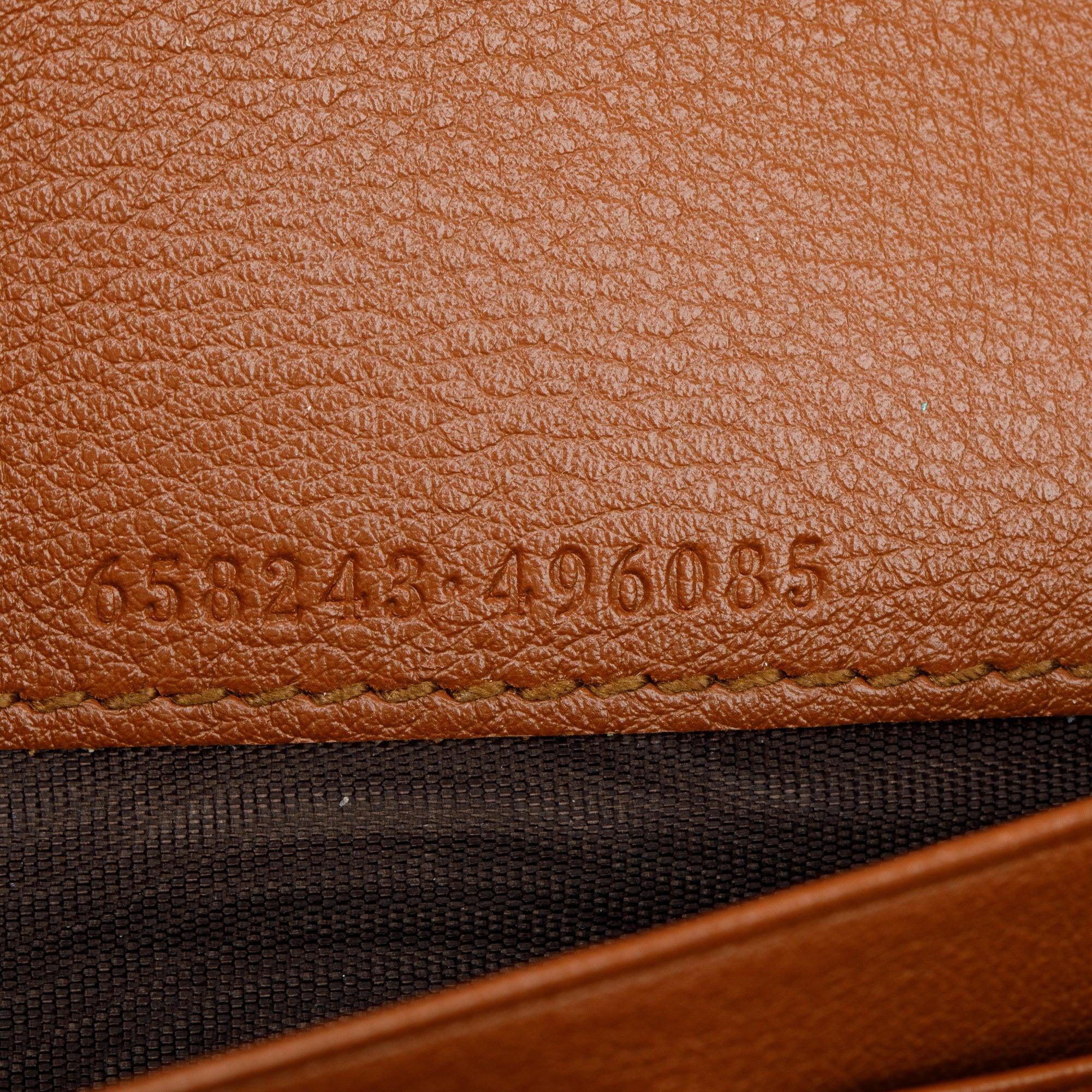 Gucci Brown Leather Bamboo Diana Wallet on Chain w/ Box