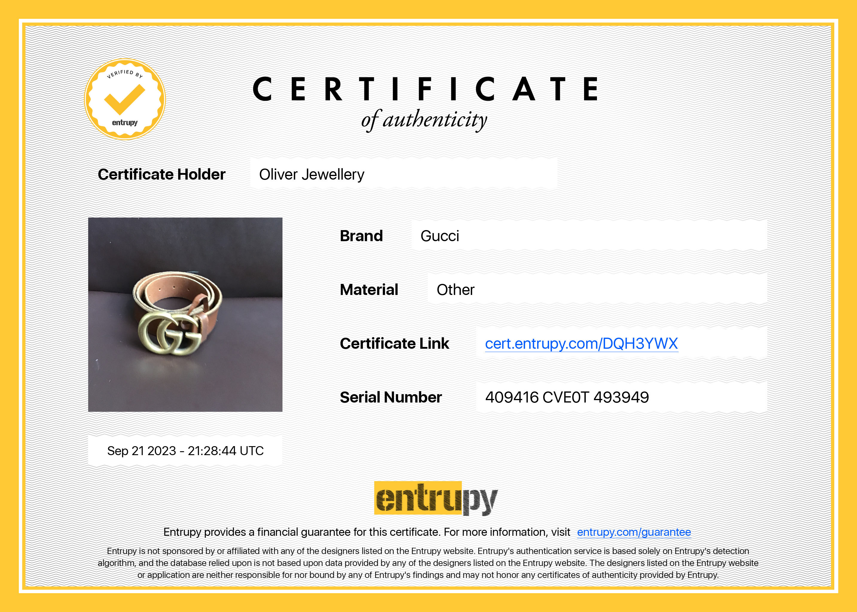 Gucci Brown Leather Belt with Double G Buckle w/ Box