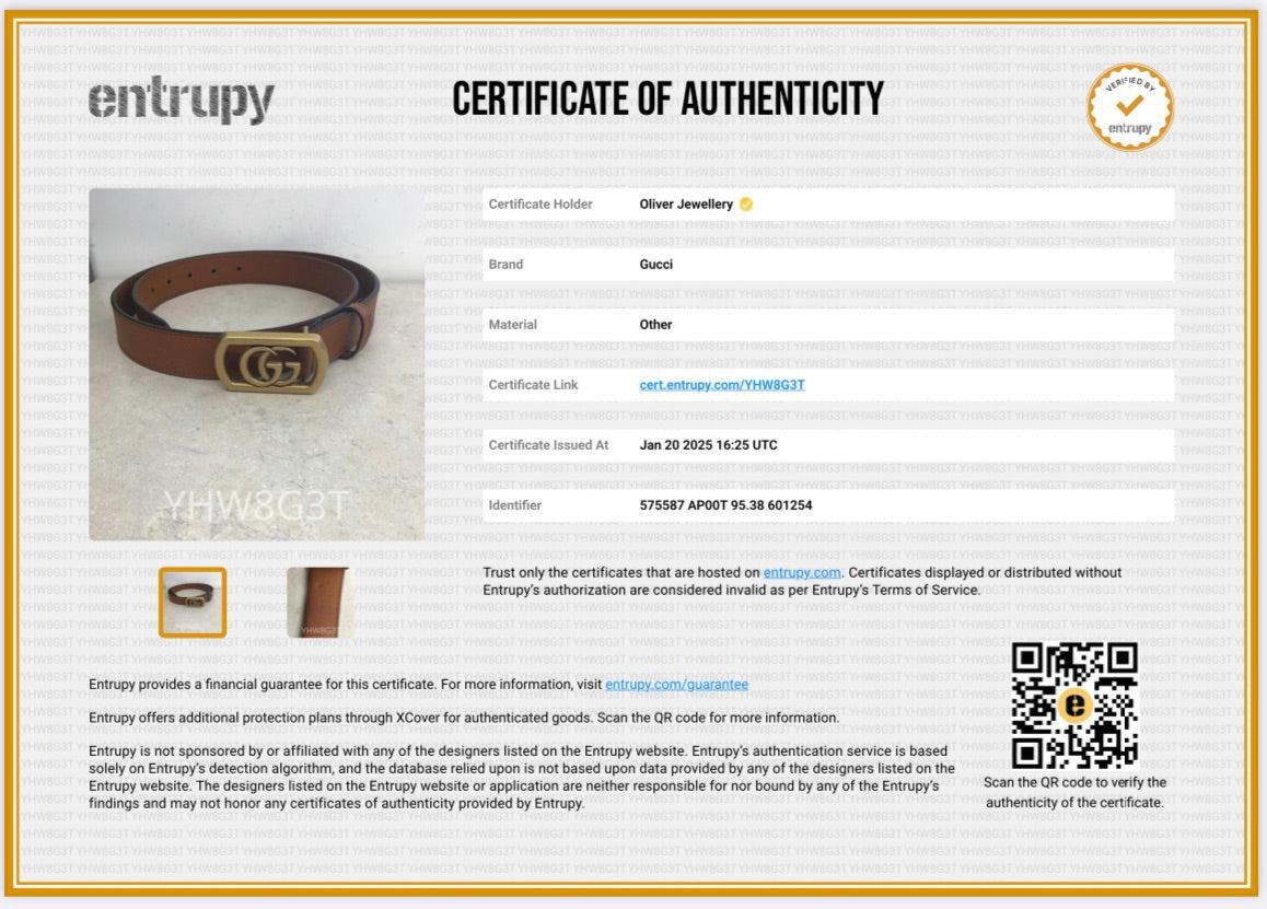 Gucci Brown Leather Belt with Frame GG Marmont Buckle, 95 38