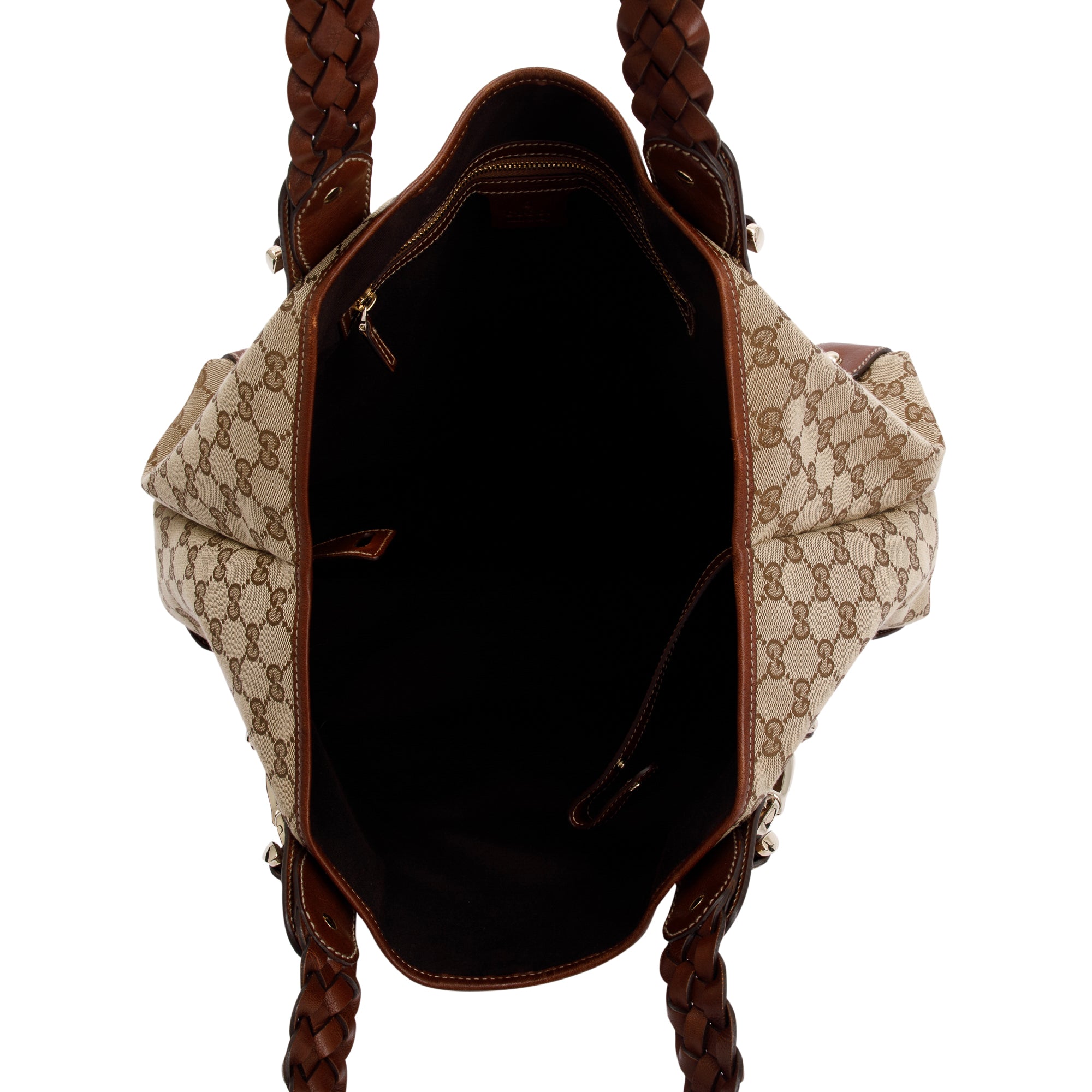 Gucci Brown Leather GG Canvas Medium Pelham Shoulder Bag