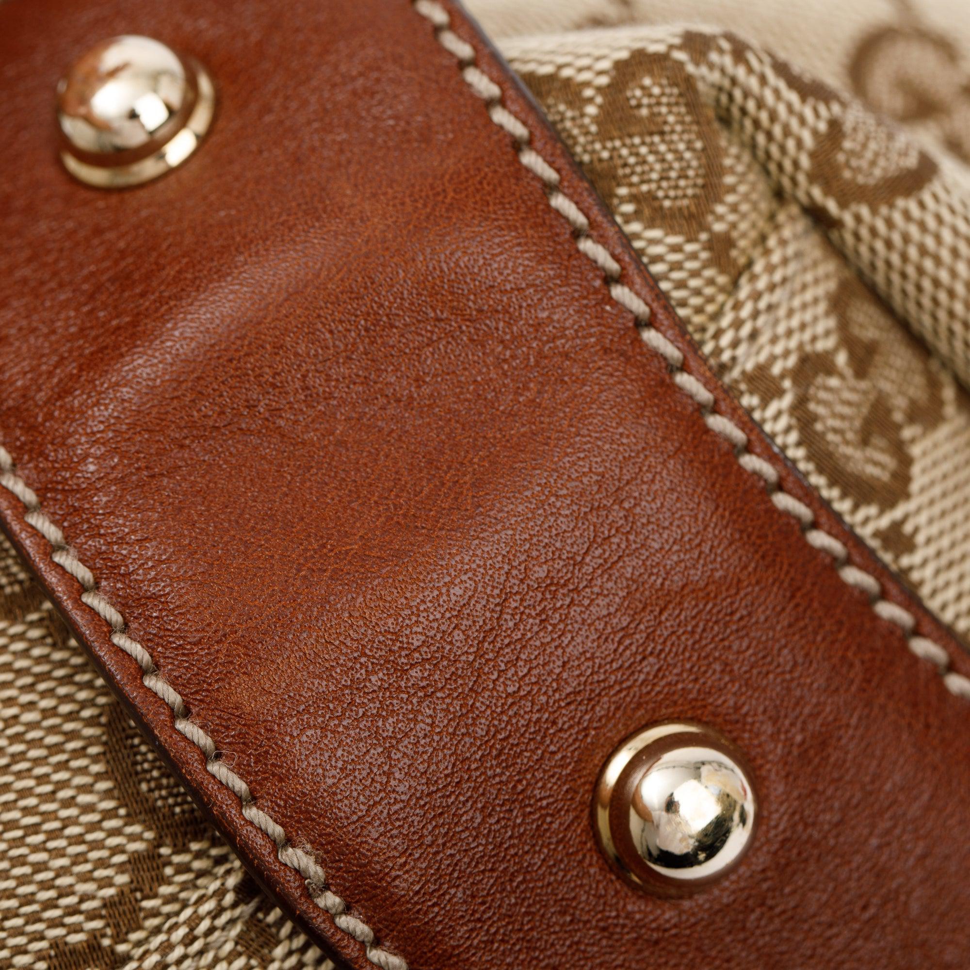 Gucci Brown Leather GG Canvas Medium Pelham Shoulder Bag