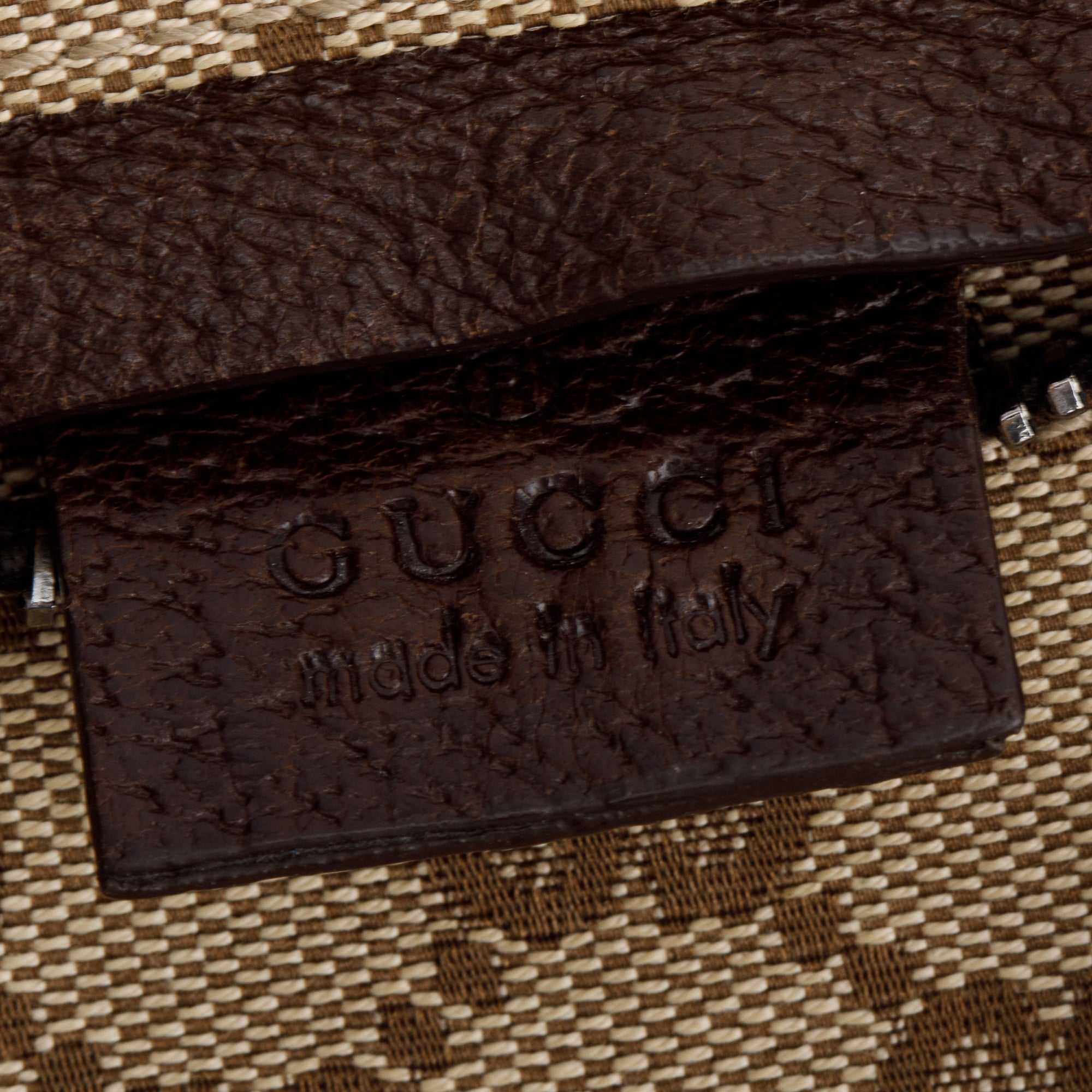 Gucci Brown Leather GG Canvas Web Double Pocket Small Belt Bag