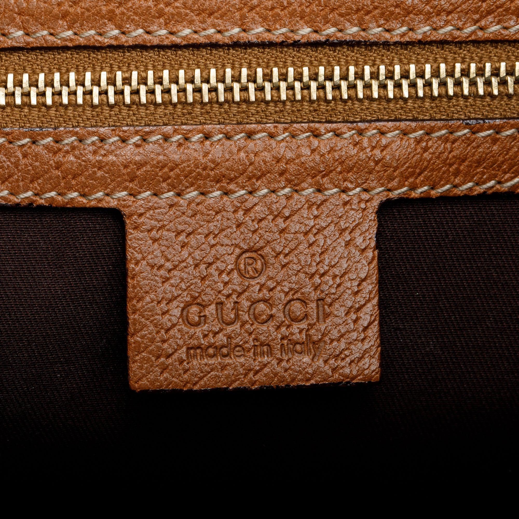 Gucci Brown Leather Small Nailhead Jackie Bardot Bag