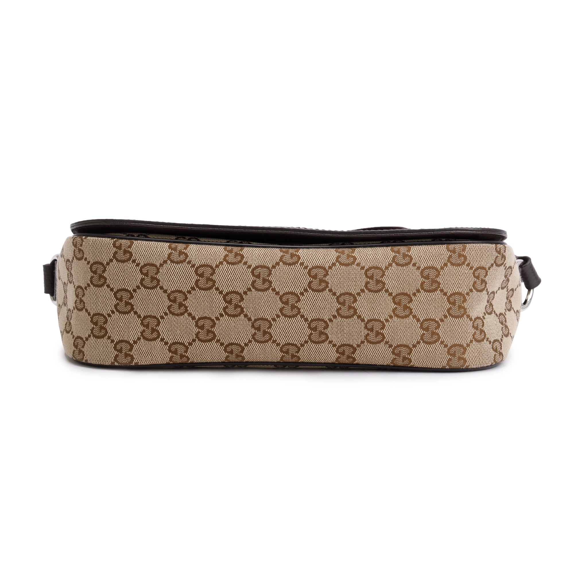 Gucci Brown Leather Trim GG Canvas Messenger Bag