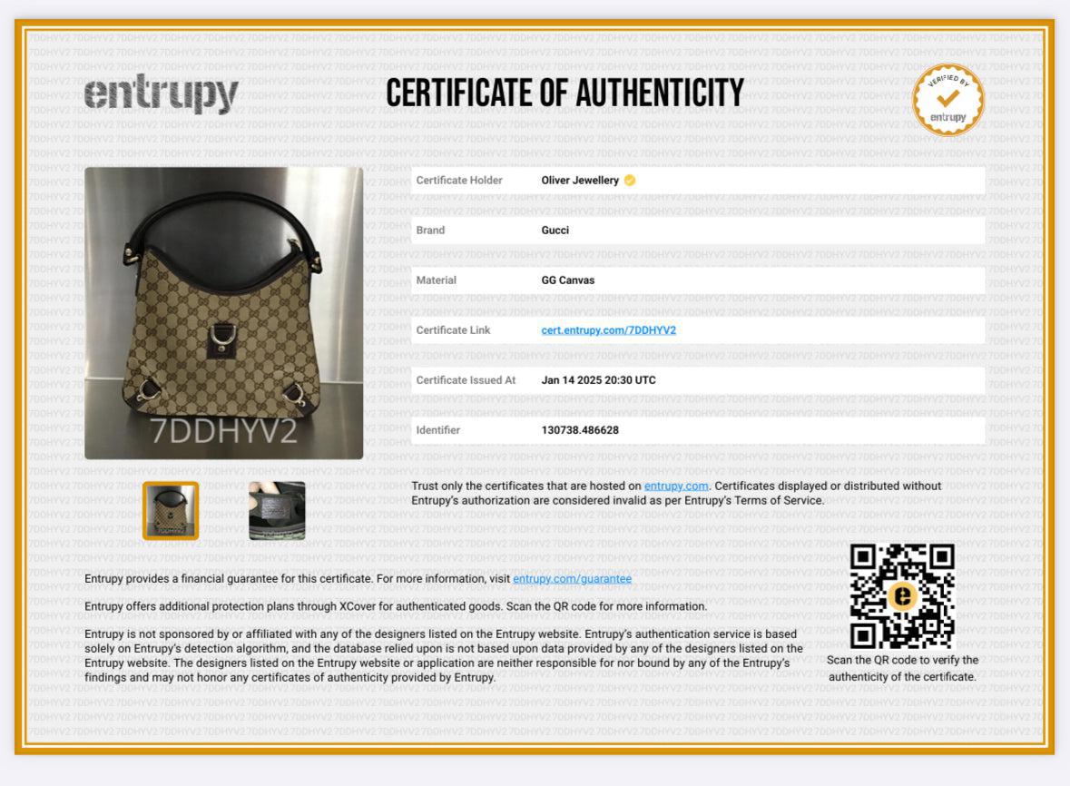 Gucci Brown Leather Trim GG Canvas Small Abbey Hobo