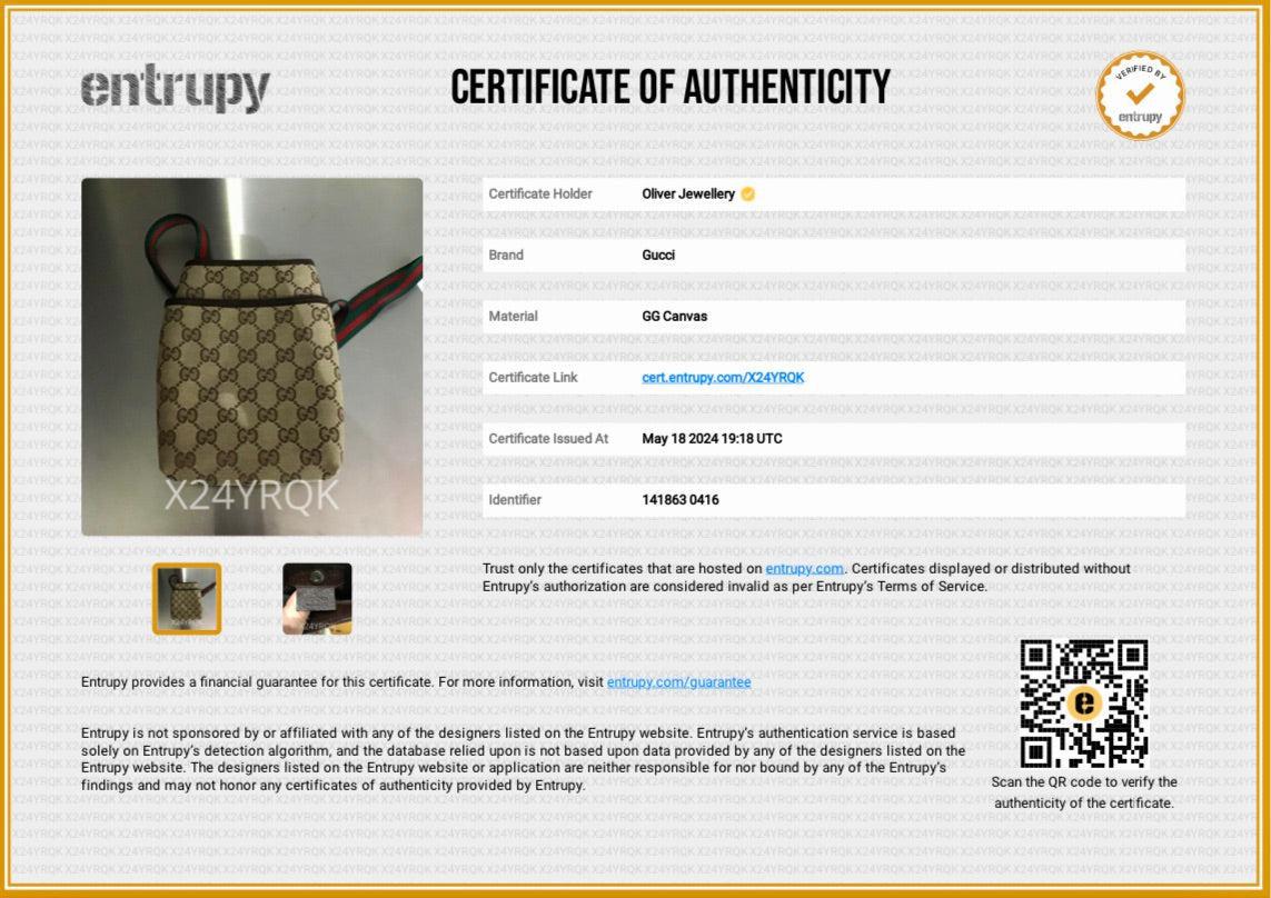 Gucci Brown Leather Trim GG Canvas Web Sherry Line Mini Shoulder Bag