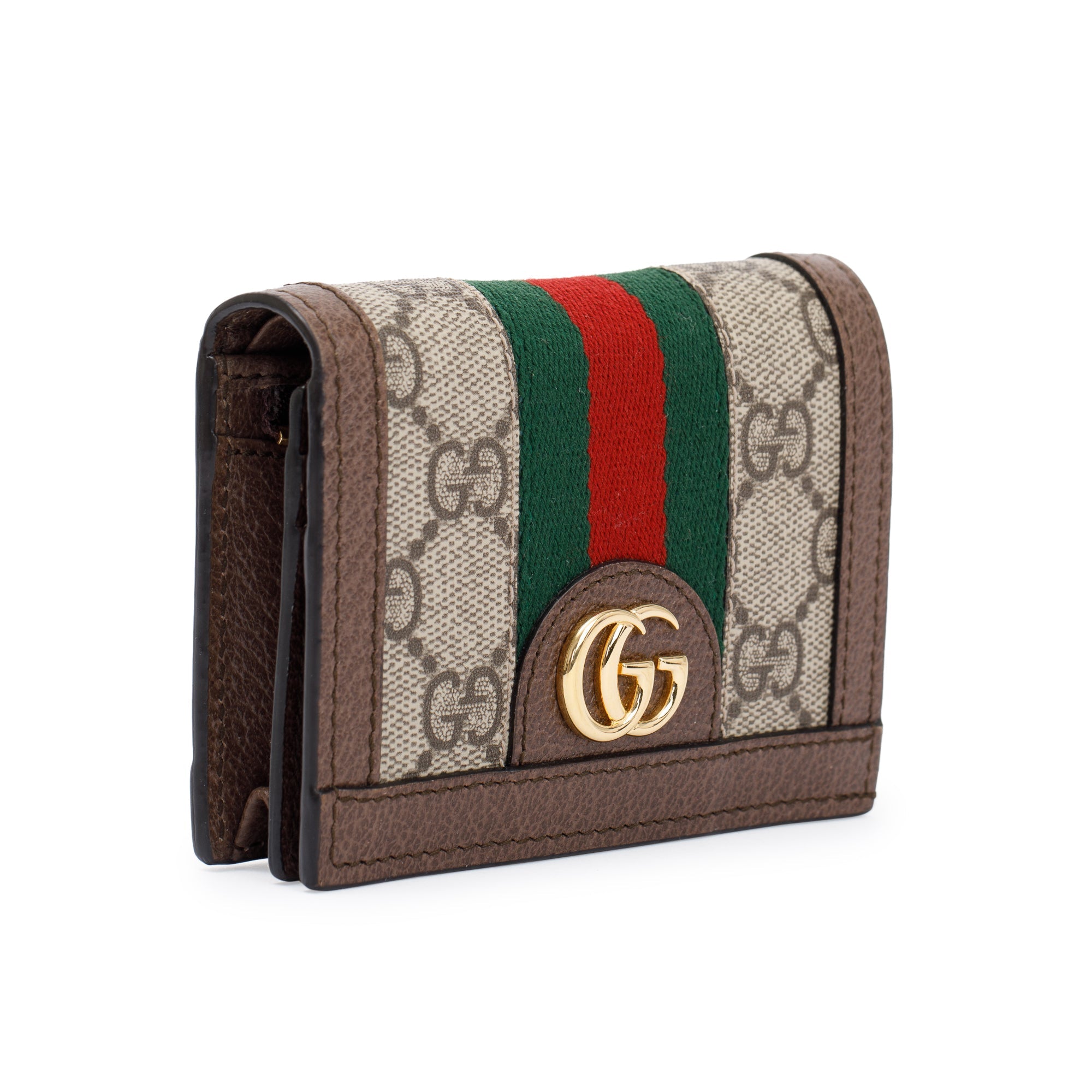 Gucci Brown Ophidia GG Supreme Canvas Card Case Wallet w/ Box