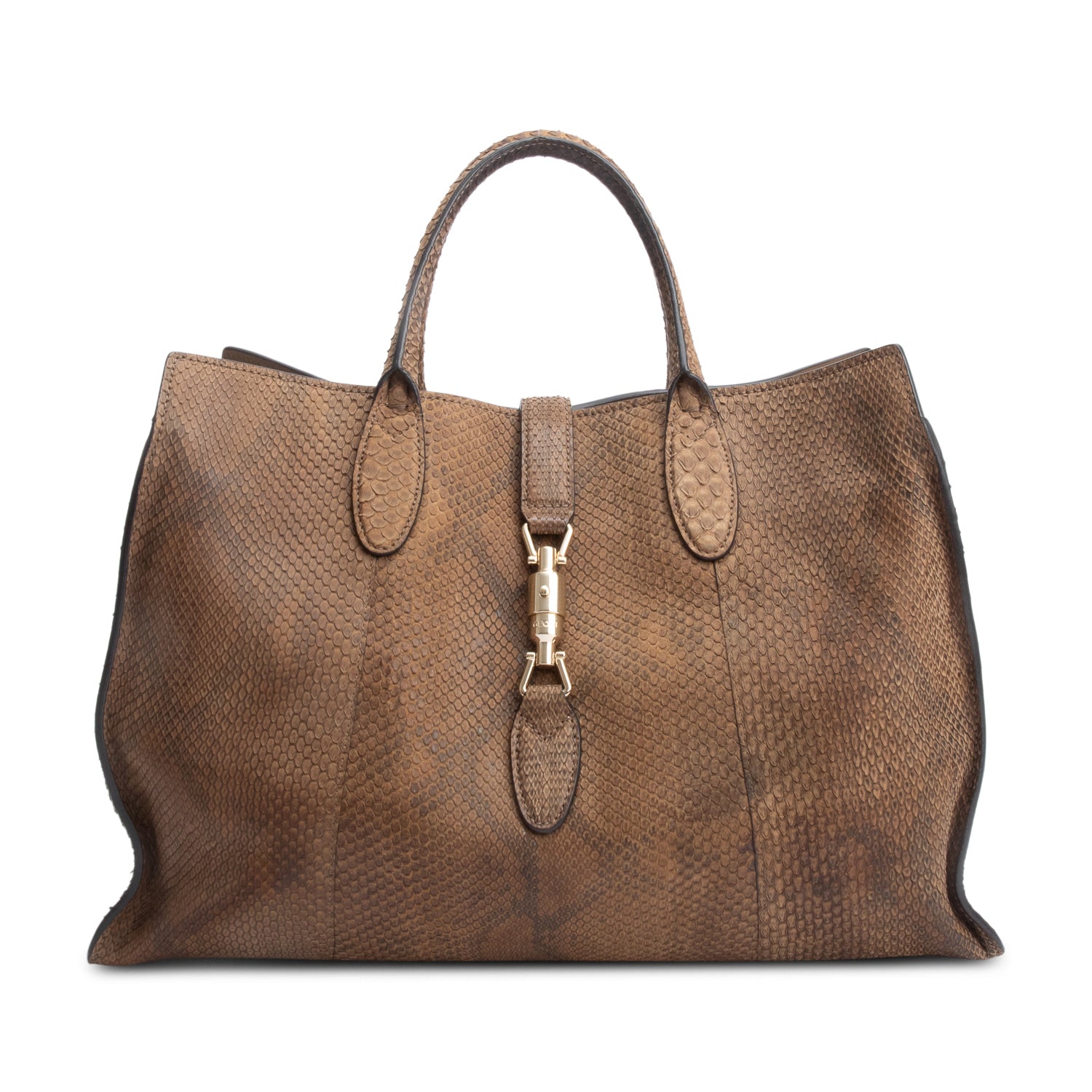 Gucci Brown Python Large Soft Jackie Tote
