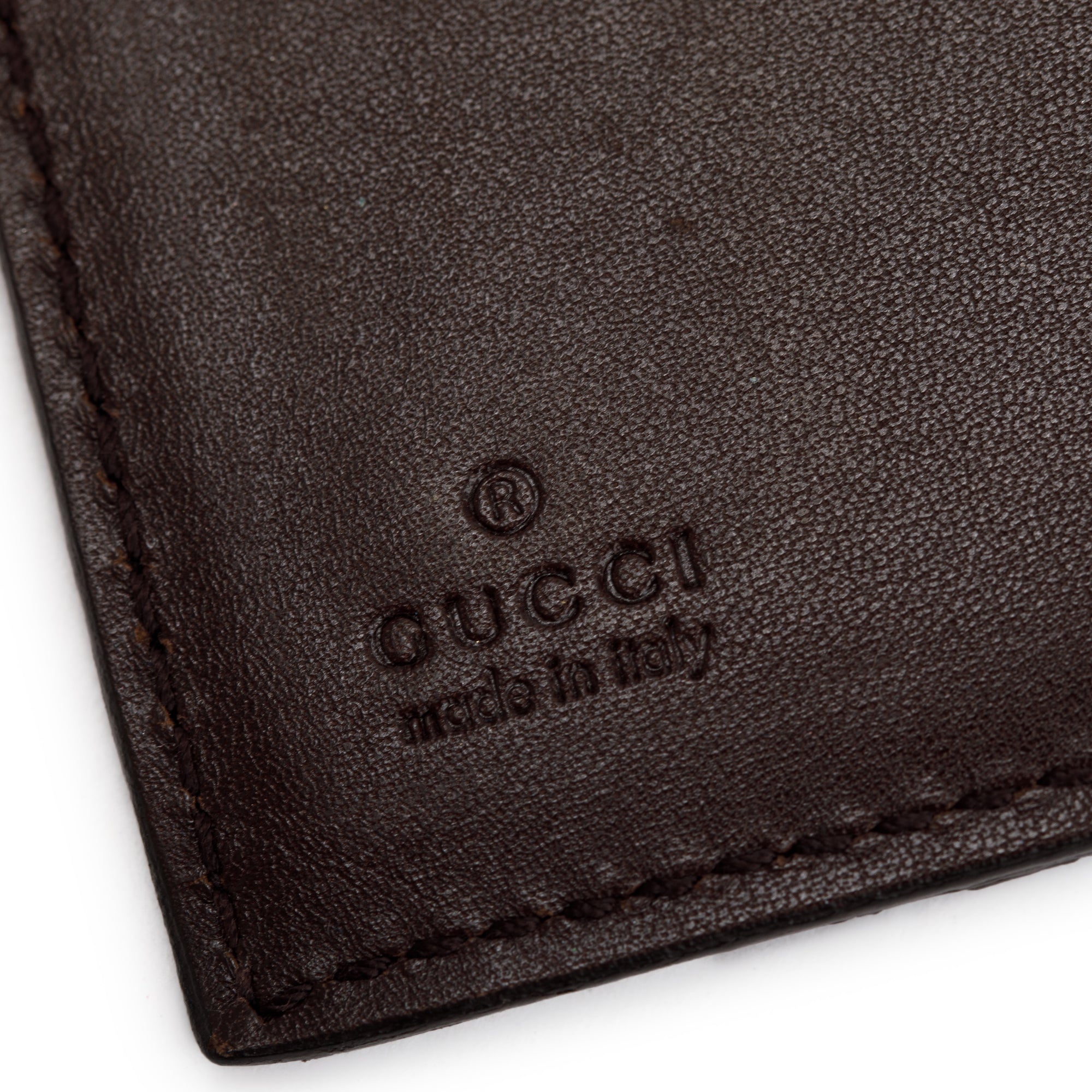 Gucci Brown Signature Leather Bifold Card Case w/ Box