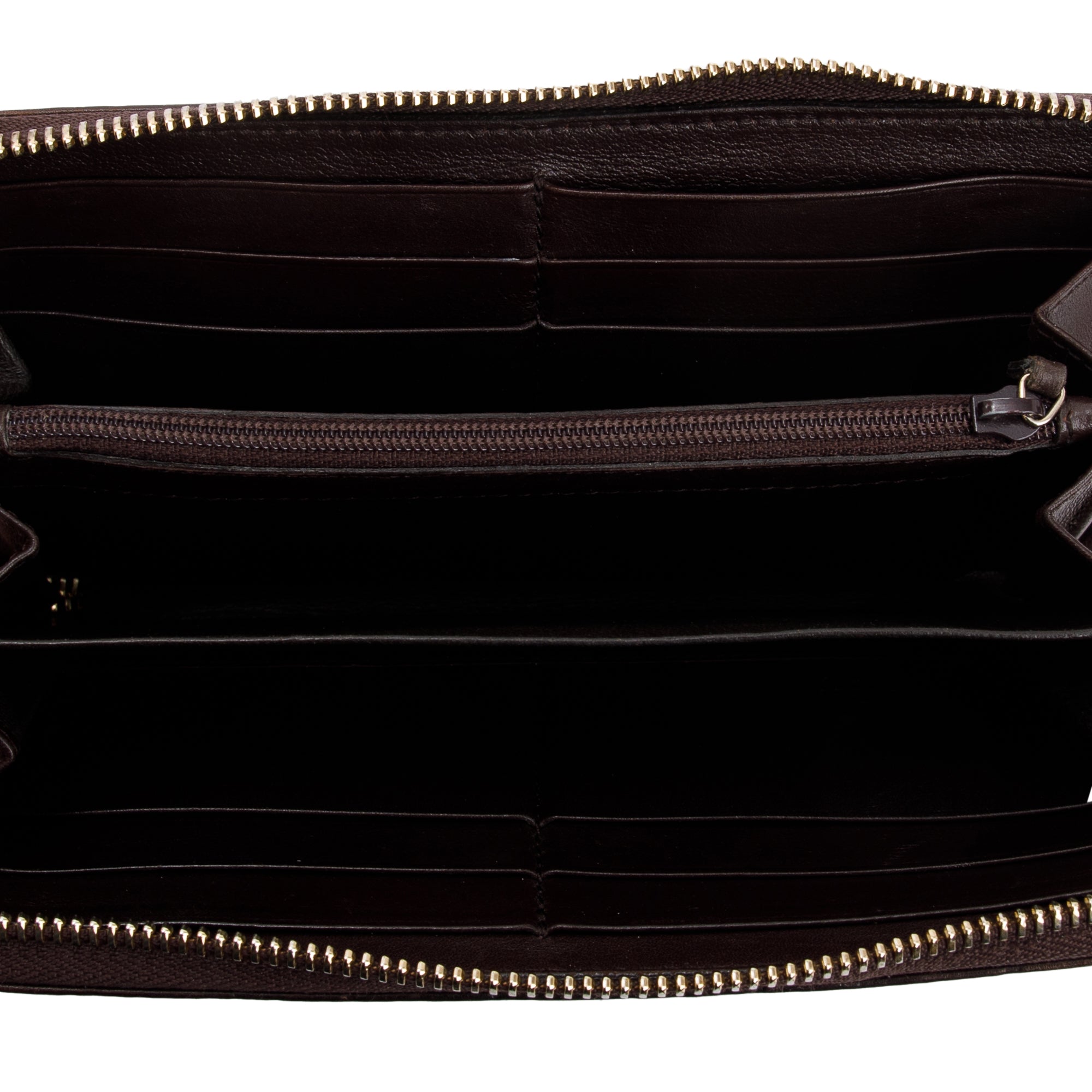 Gucci Brown Signature Leather Continental Zip Wallet
