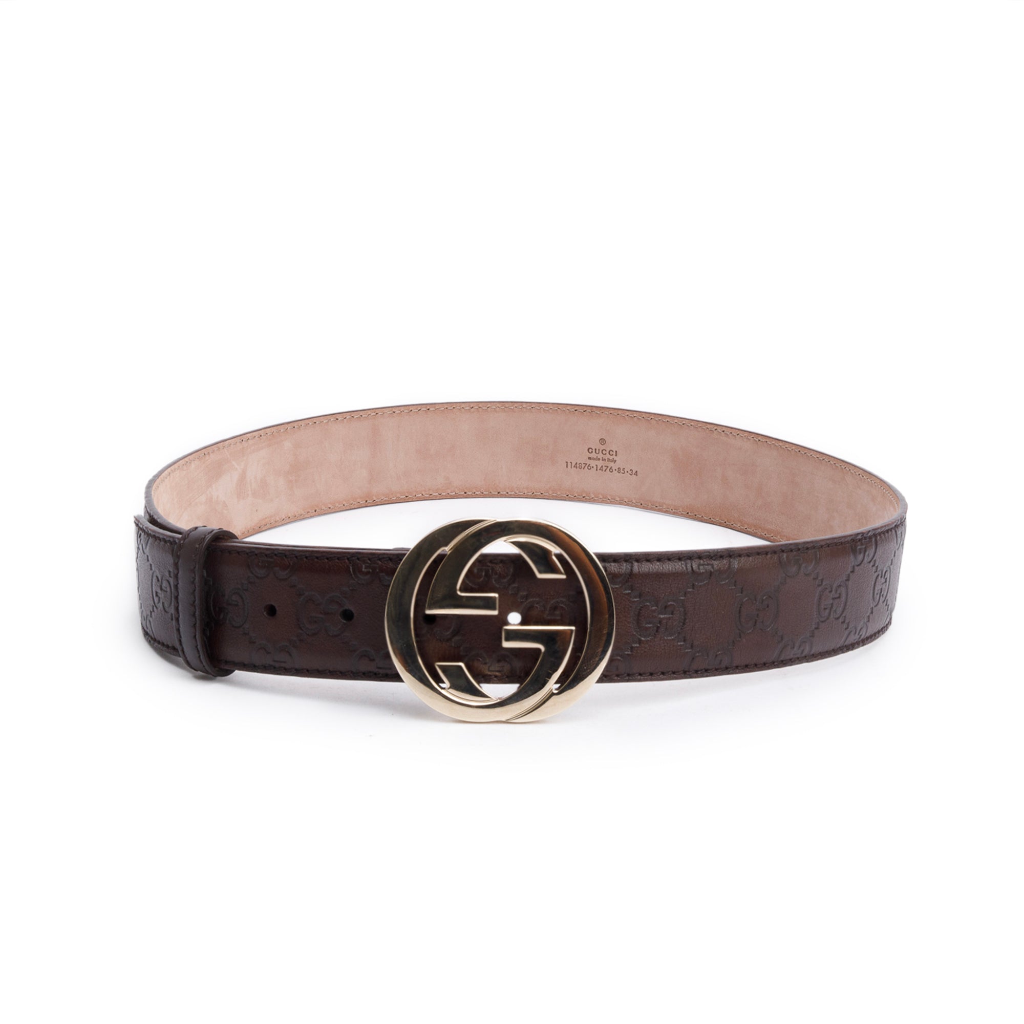 Gucci Brown Signature Leather Interlocking G Belt 85 34