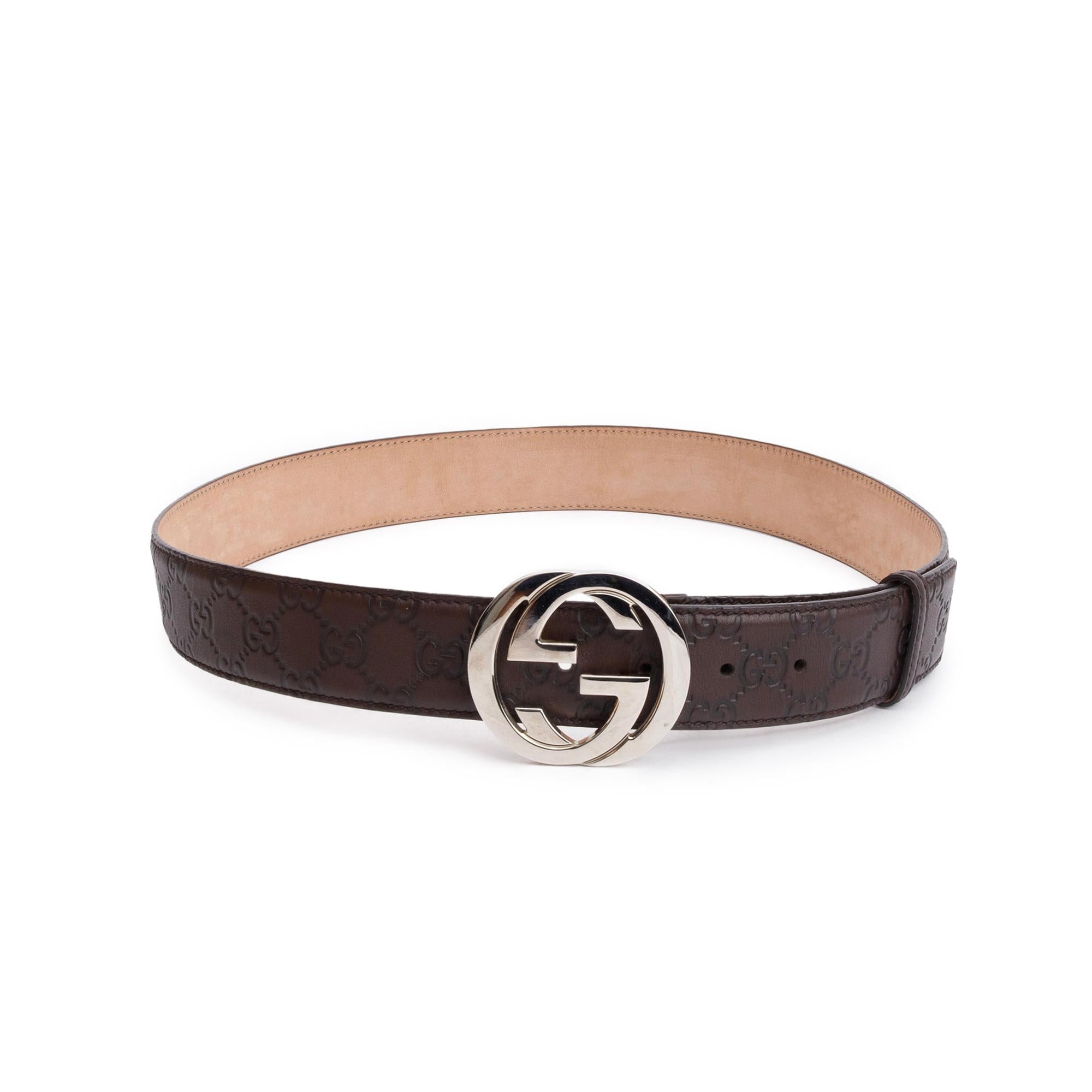 Gucci Brown Signature Leather Interlocking G Belt 95 38