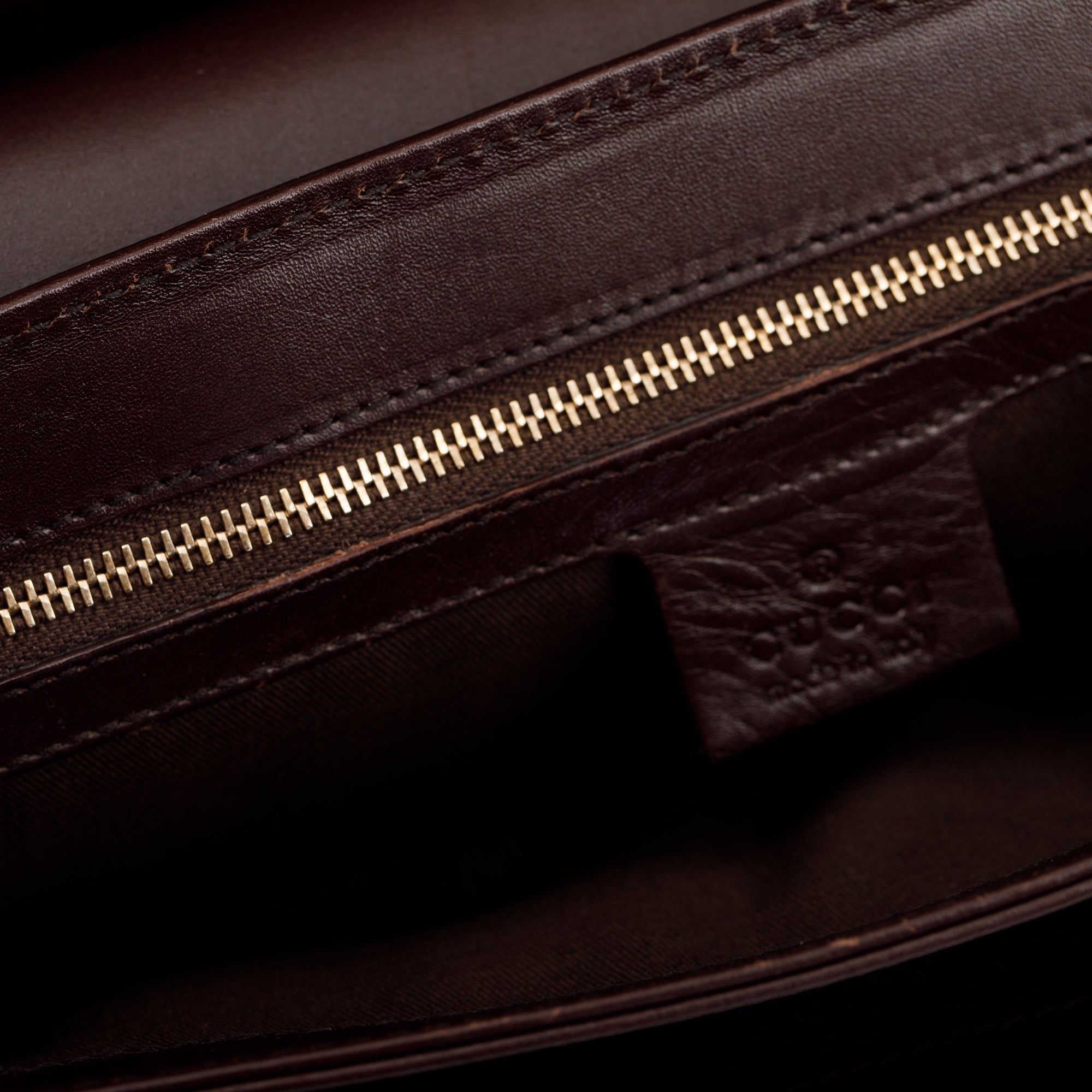 Gucci Brown Signature Leather Peggy Bamboo Top Handle Bag w/ Strap