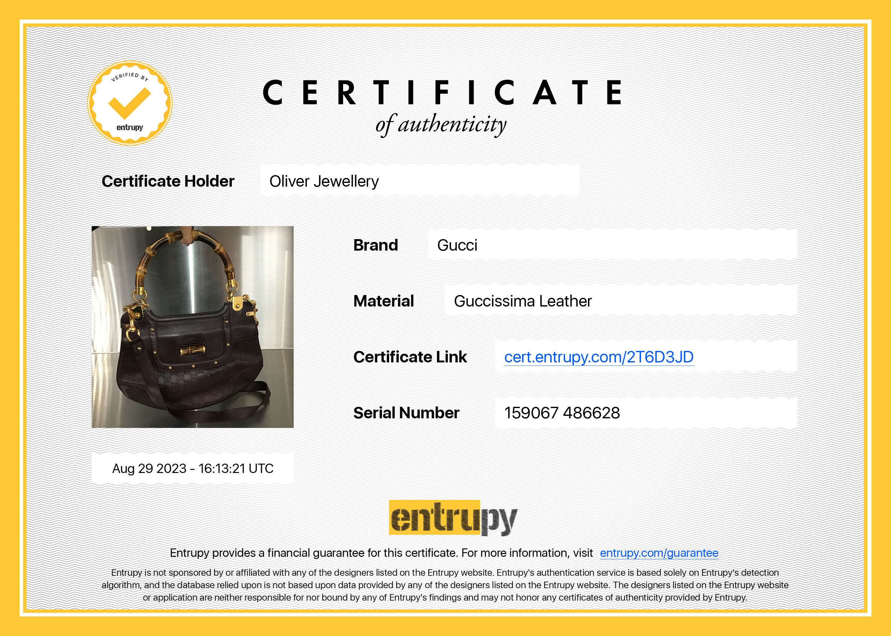 Gucci Brown Signature Leather Peggy Bamboo Top Handle Bag w/ Strap