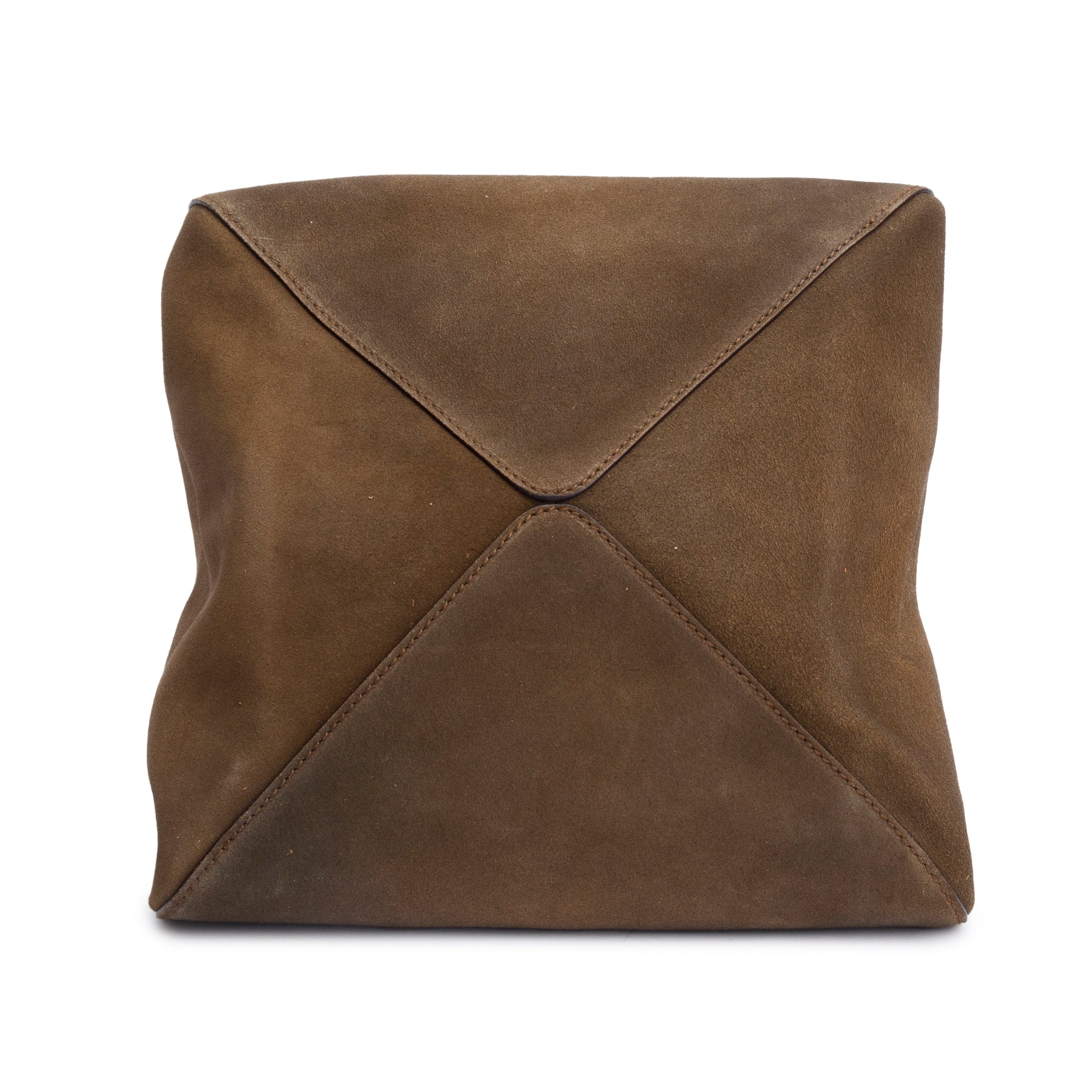 Gucci Brown Suede Whipstitch Accent handle Tote bag