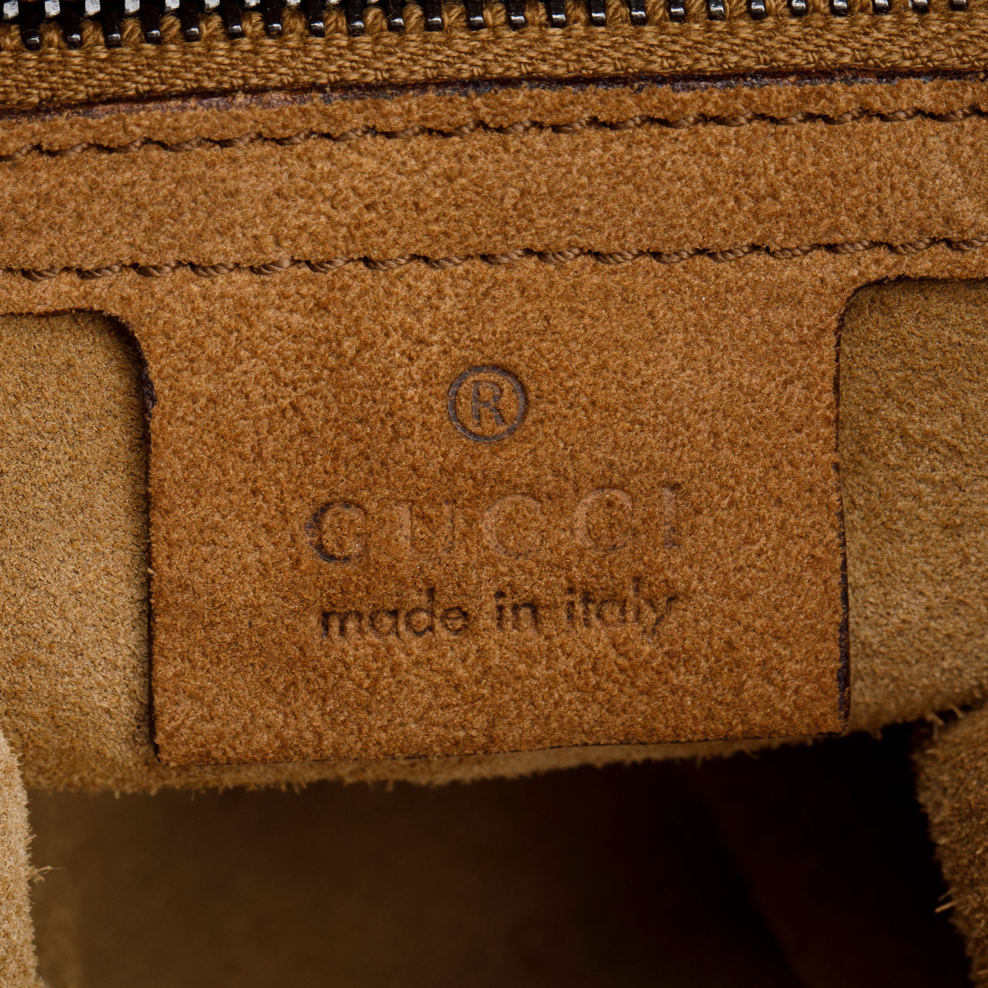 Gucci Brown Suede Whipstitch Accent handle Tote bag