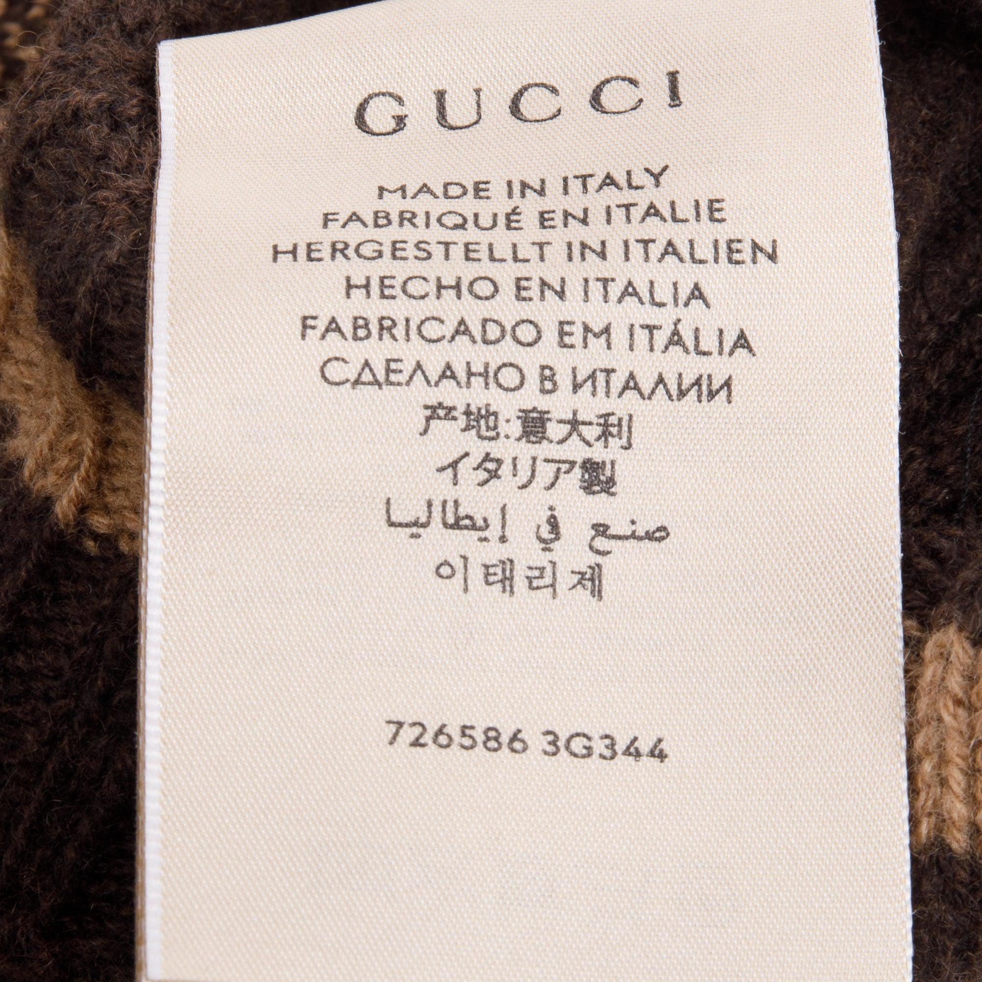 Gucci Brown/Beige GG Cashmere Fingerless Gloves w/ Box