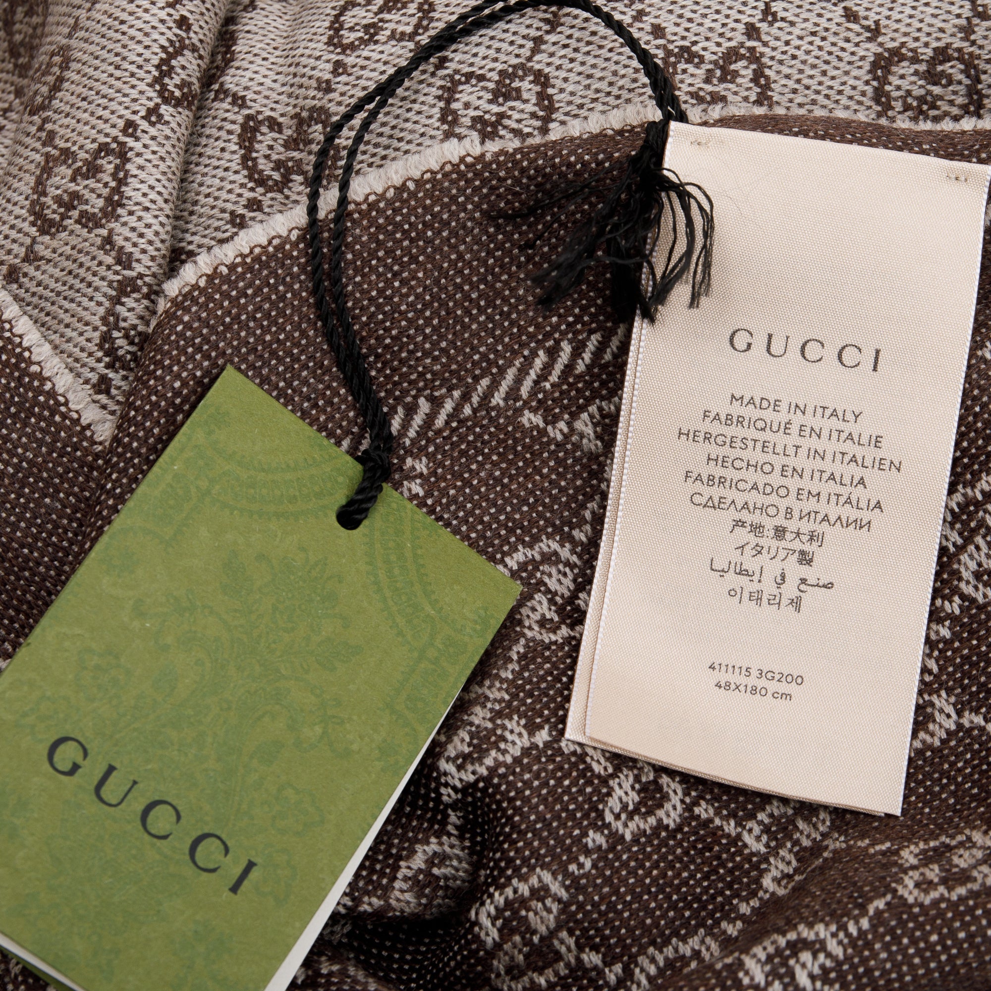 Gucci Brown/Beige Wool GG Jacquard Scarf