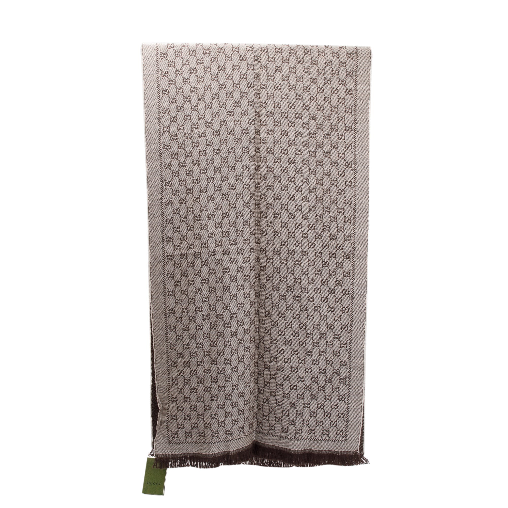 Gucci Brown/Beige Wool GG Jacquard Scarf