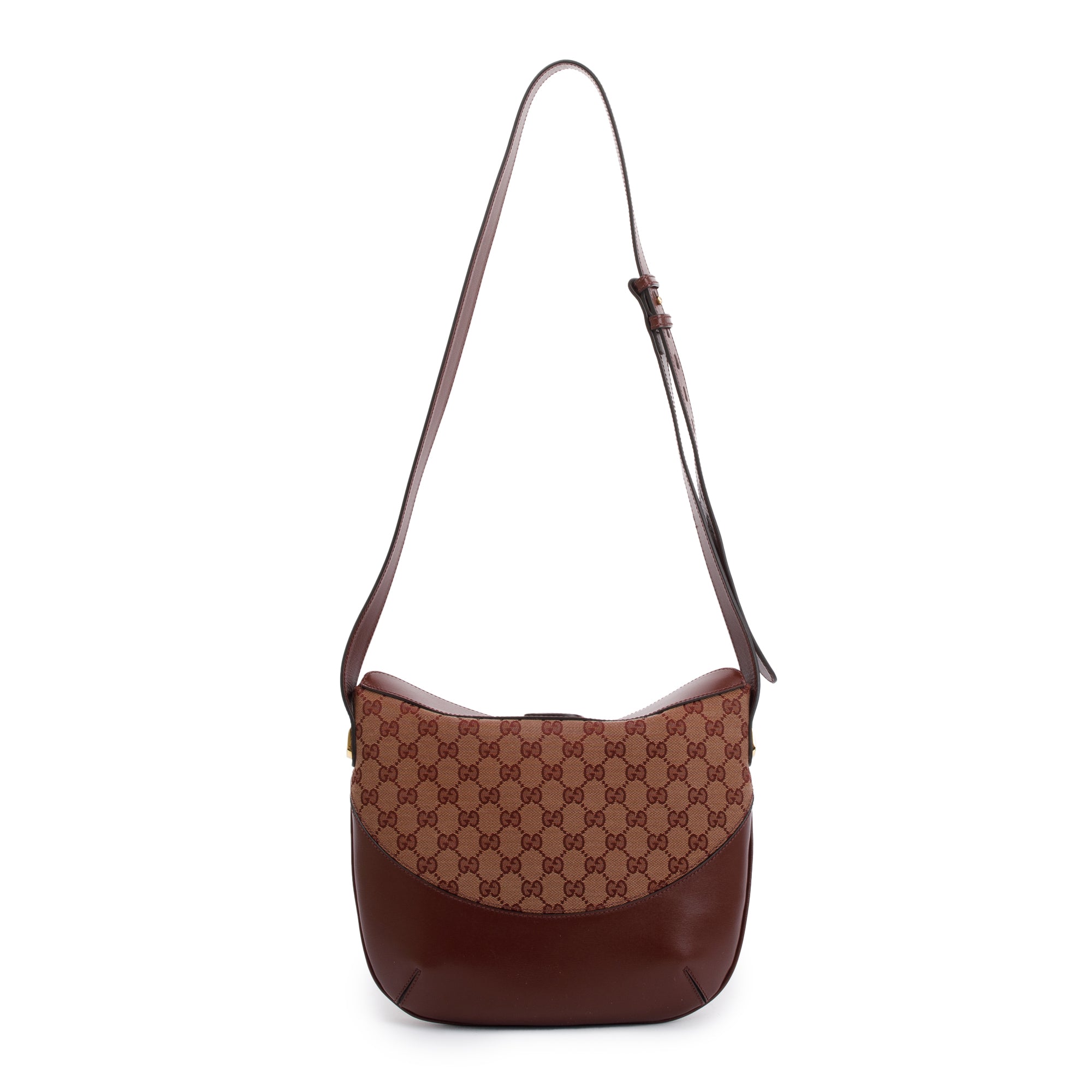 Gucci Burgundy GG Canvas & Calfskin Leather Medium Arli Shoulder Bag