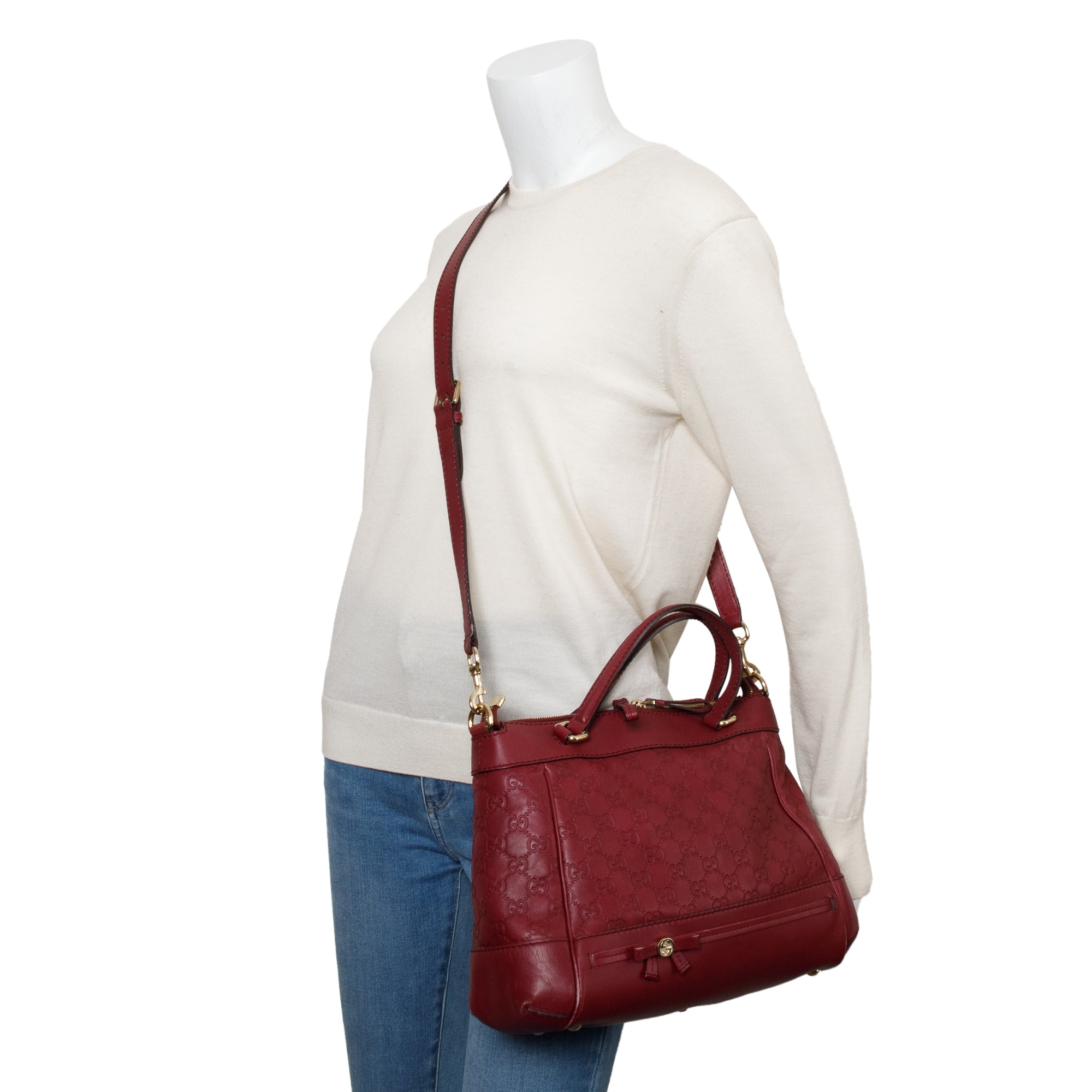 Gucci Burgundy Guccissima Leather Medium Mayfair Tote w/ Strap