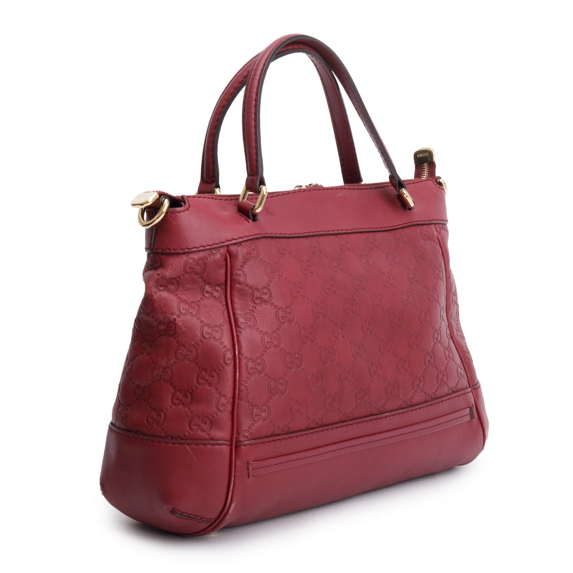 Gucci Burgundy Guccissima Leather Medium Mayfair Tote w/ Strap