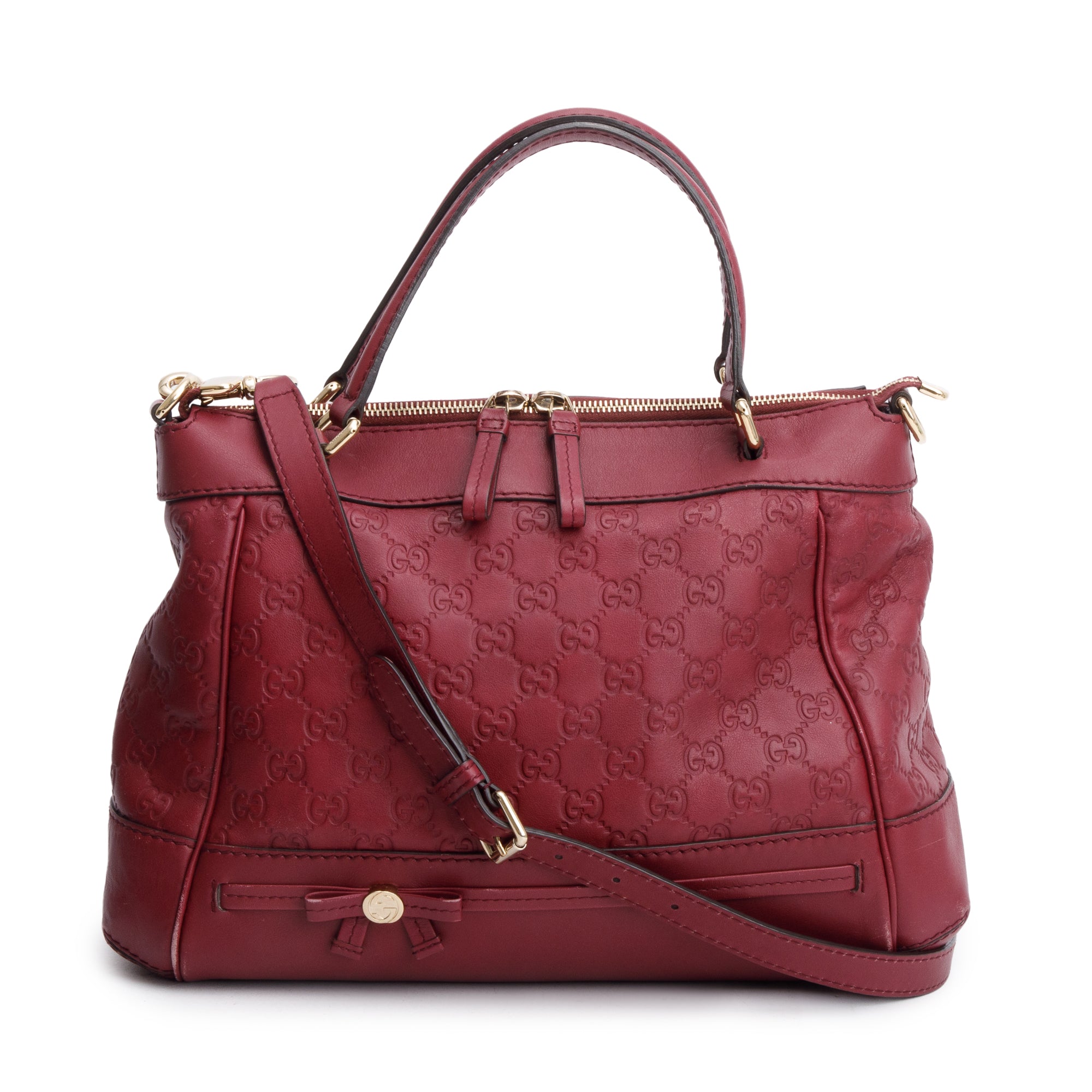Gucci Burgundy Guccissima Leather Medium Mayfair Tote w/ Strap