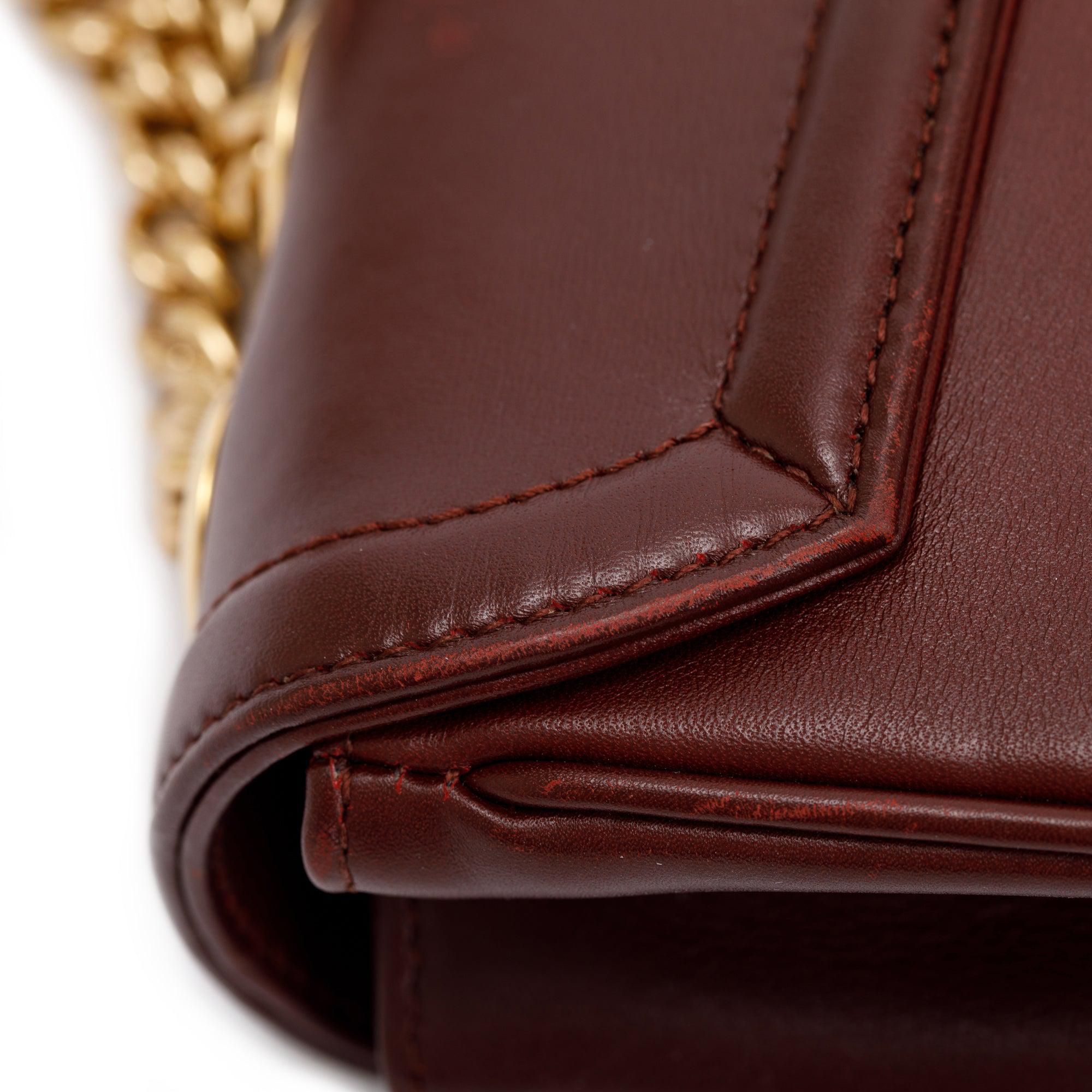 Gucci Burgundy Leather Medium Rajah Shoulder Bag w/ Box