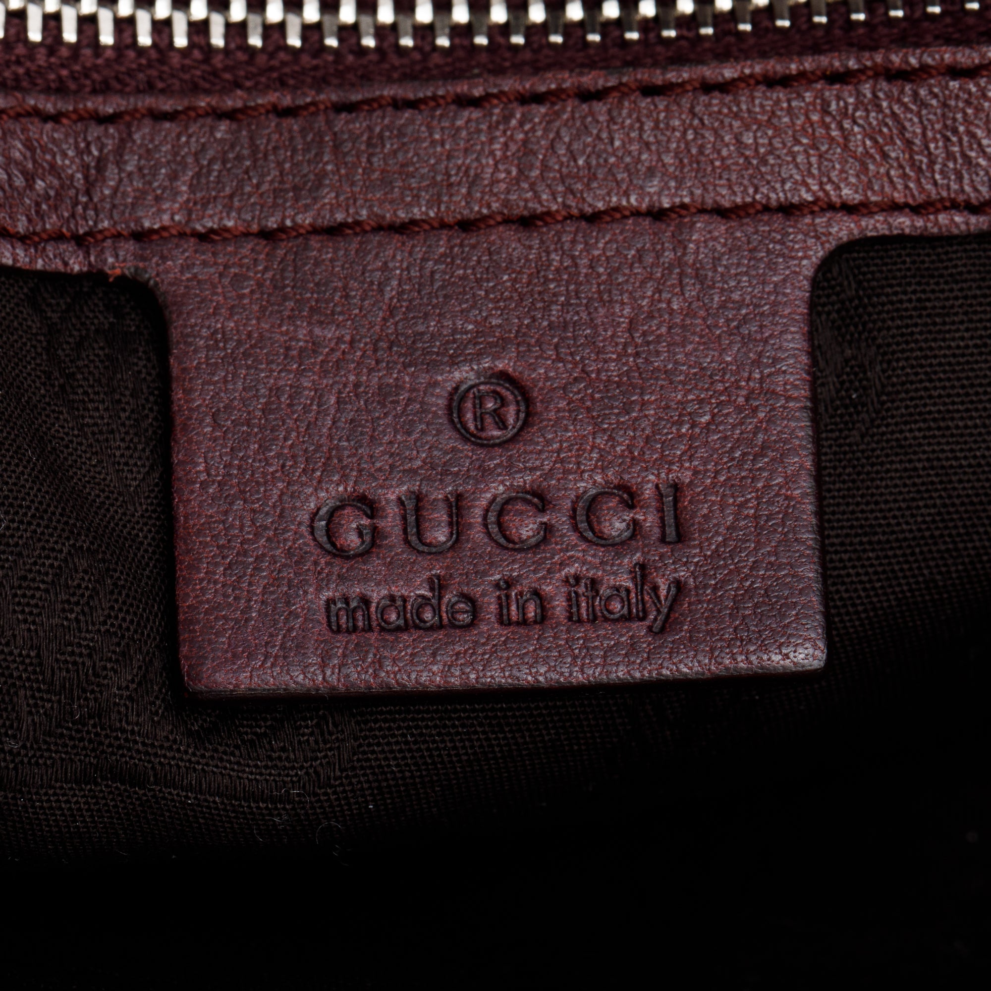 Gucci Burgundy Pebbled Calfskin Leather Medium Bamboo Bar Tote