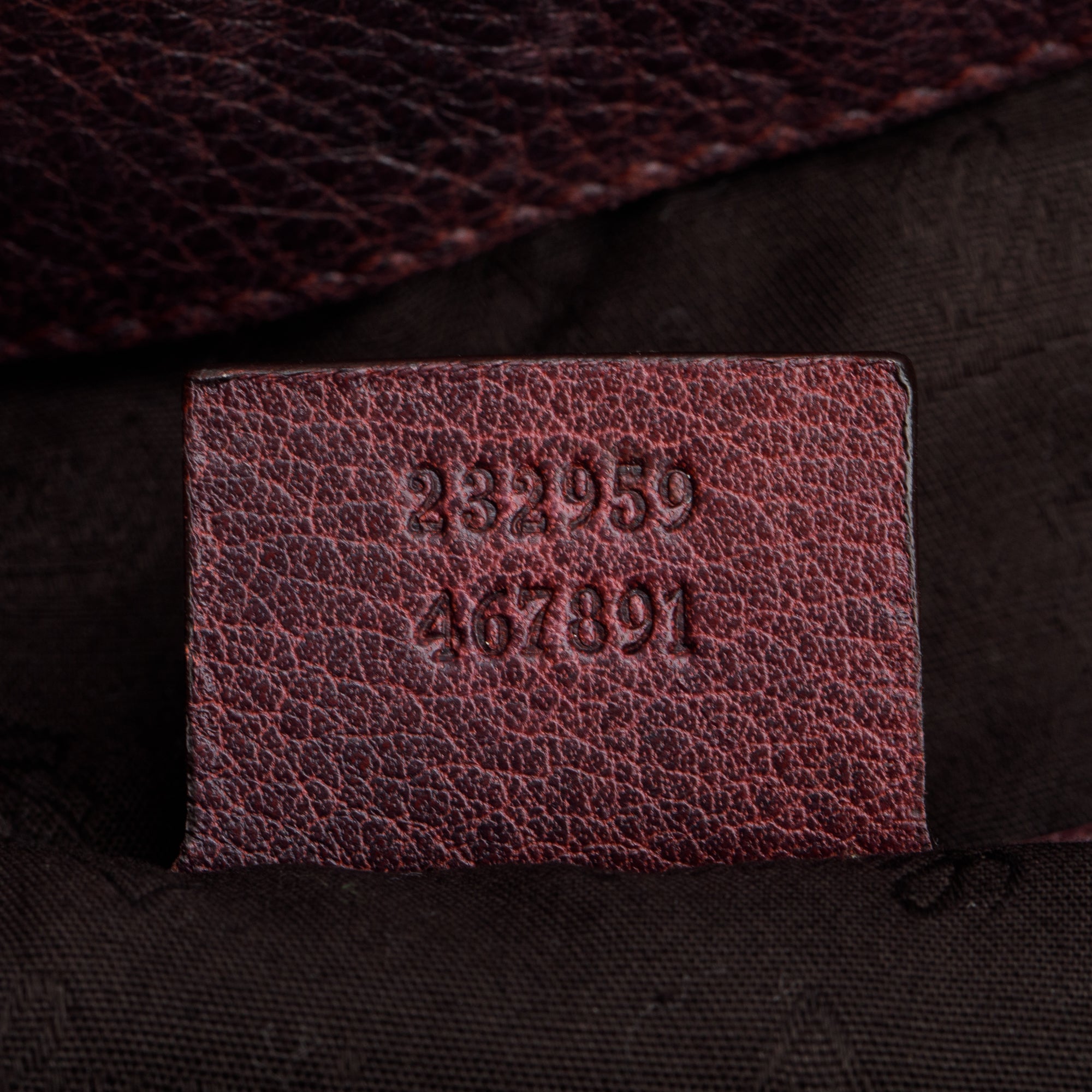 Gucci Burgundy Pebbled Calfskin Leather Medium Bamboo Bar Tote