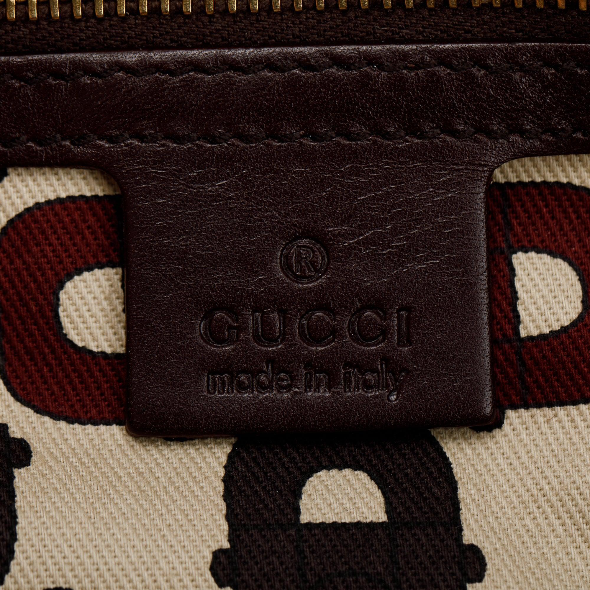 Gucci Burgundy Signature Leather Large Punch Top Handle Tote