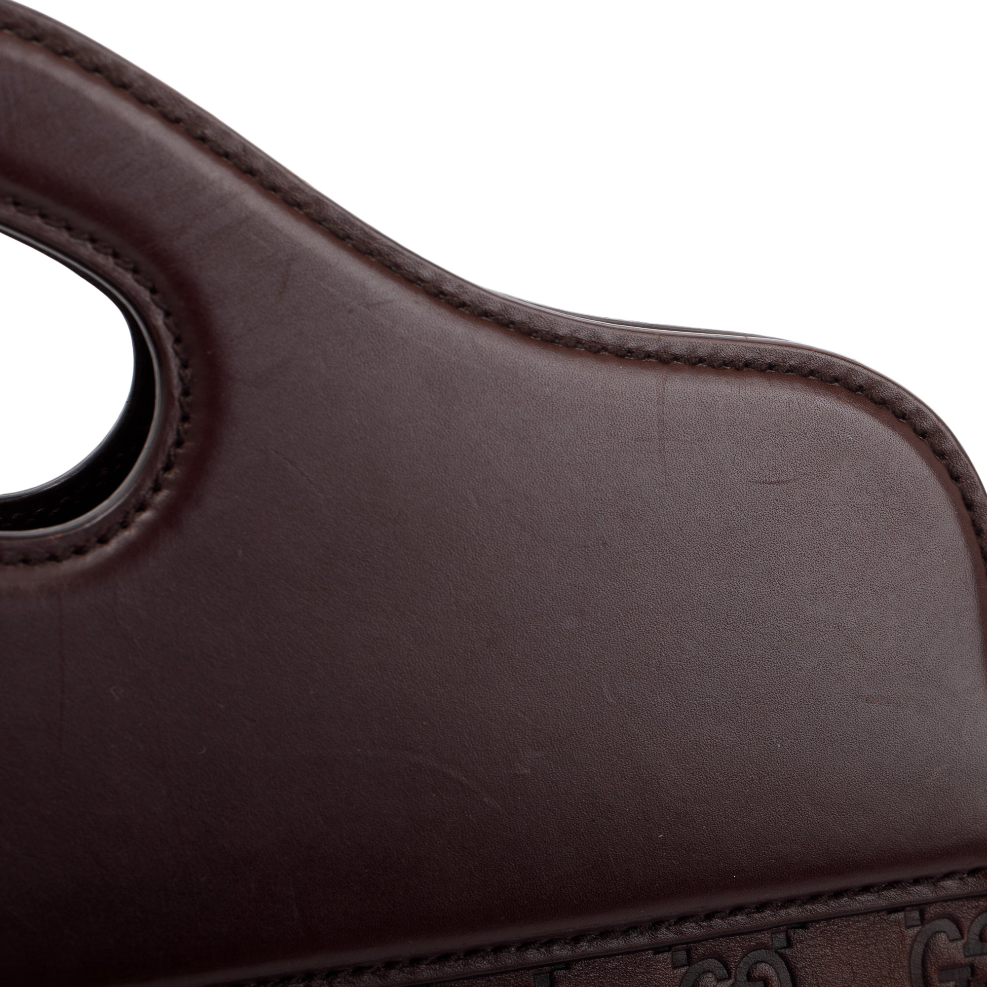 Gucci Burgundy Signature Leather Large Punch Top Handle Tote