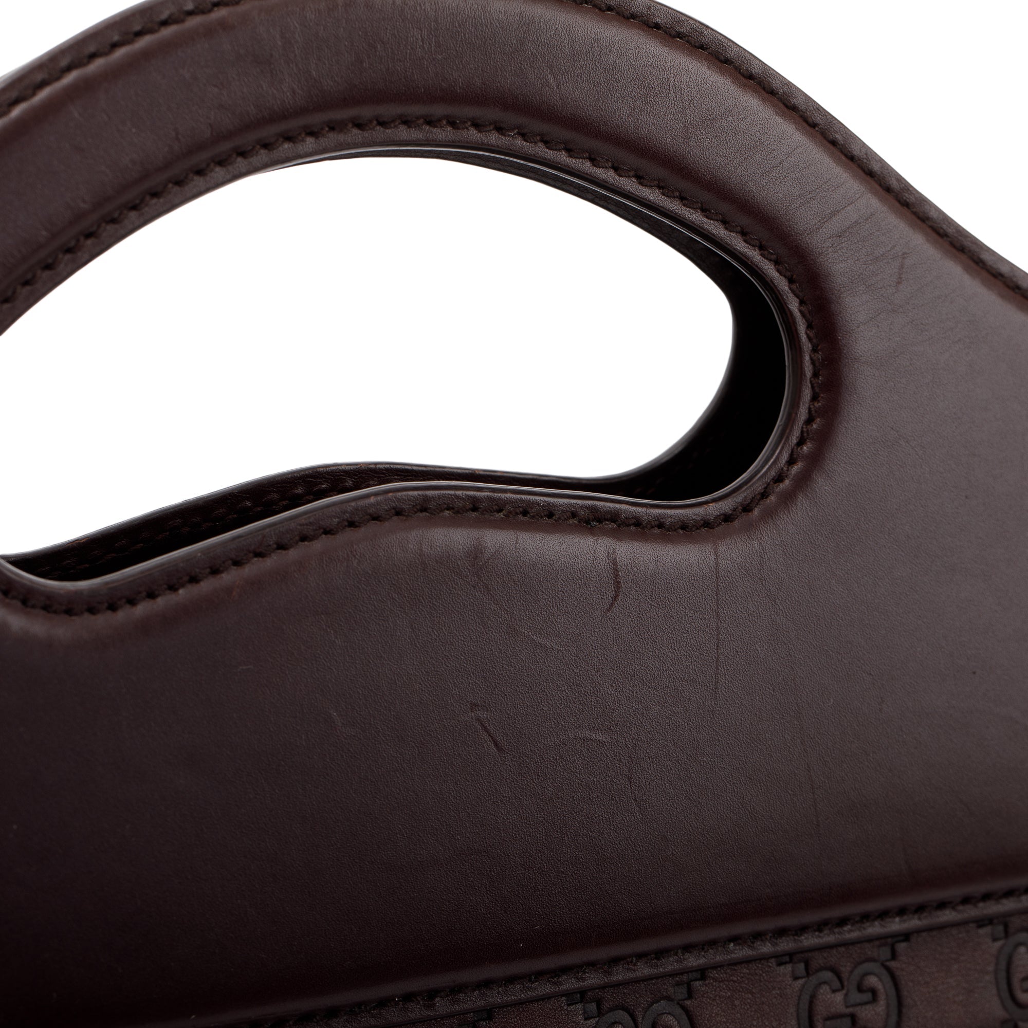 Gucci Burgundy Signature Leather Large Punch Top Handle Tote