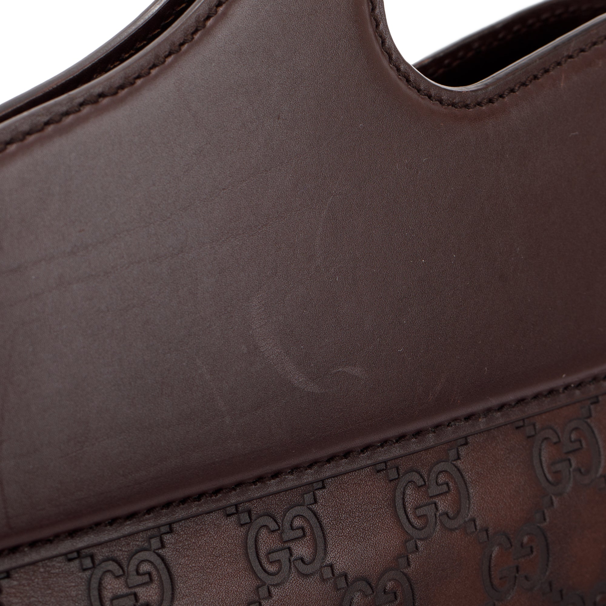 Gucci Burgundy Signature Leather Large Punch Top Handle Tote