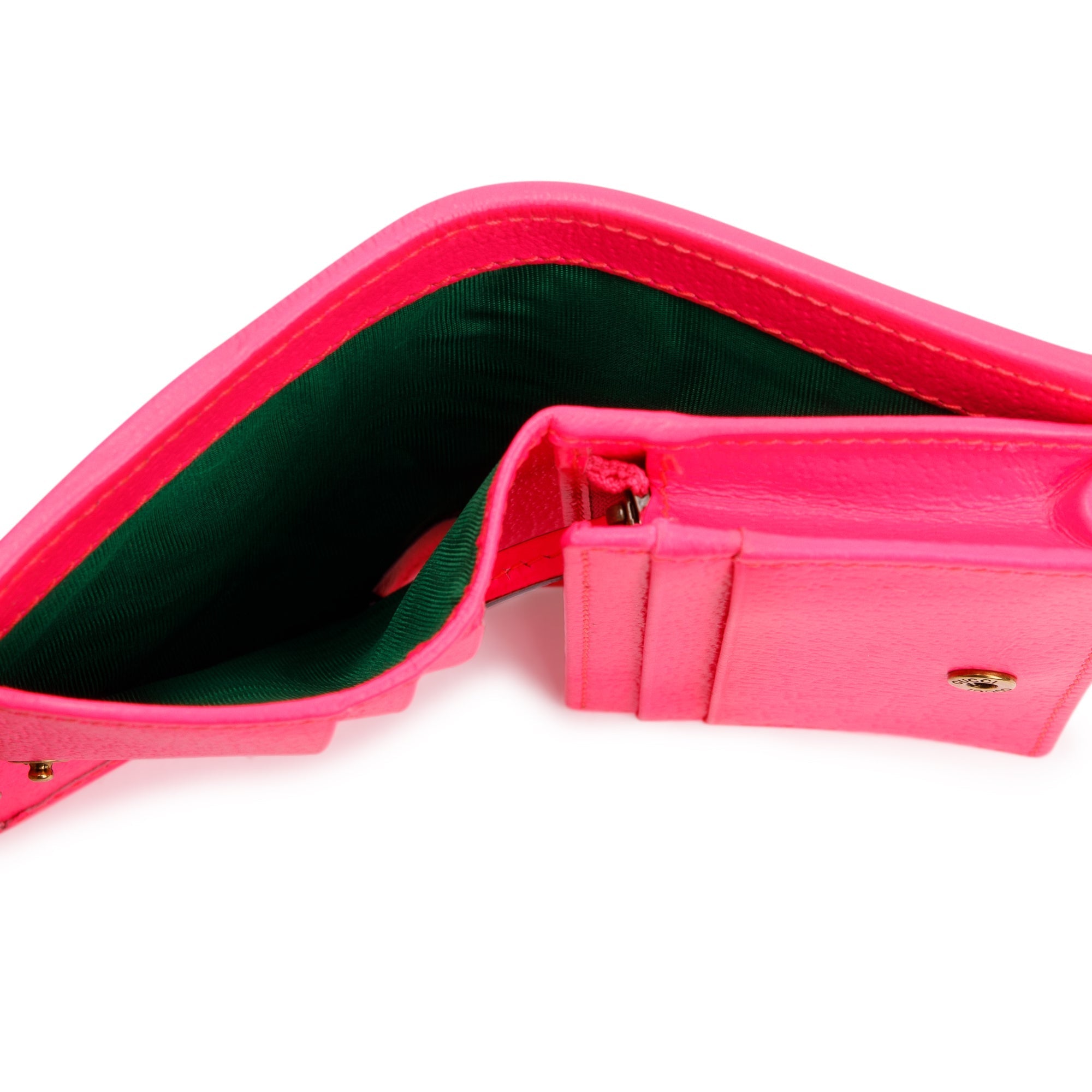 Gucci Calfskin Fuxia Fluo Flora Print Zumi Card Case w/ Box