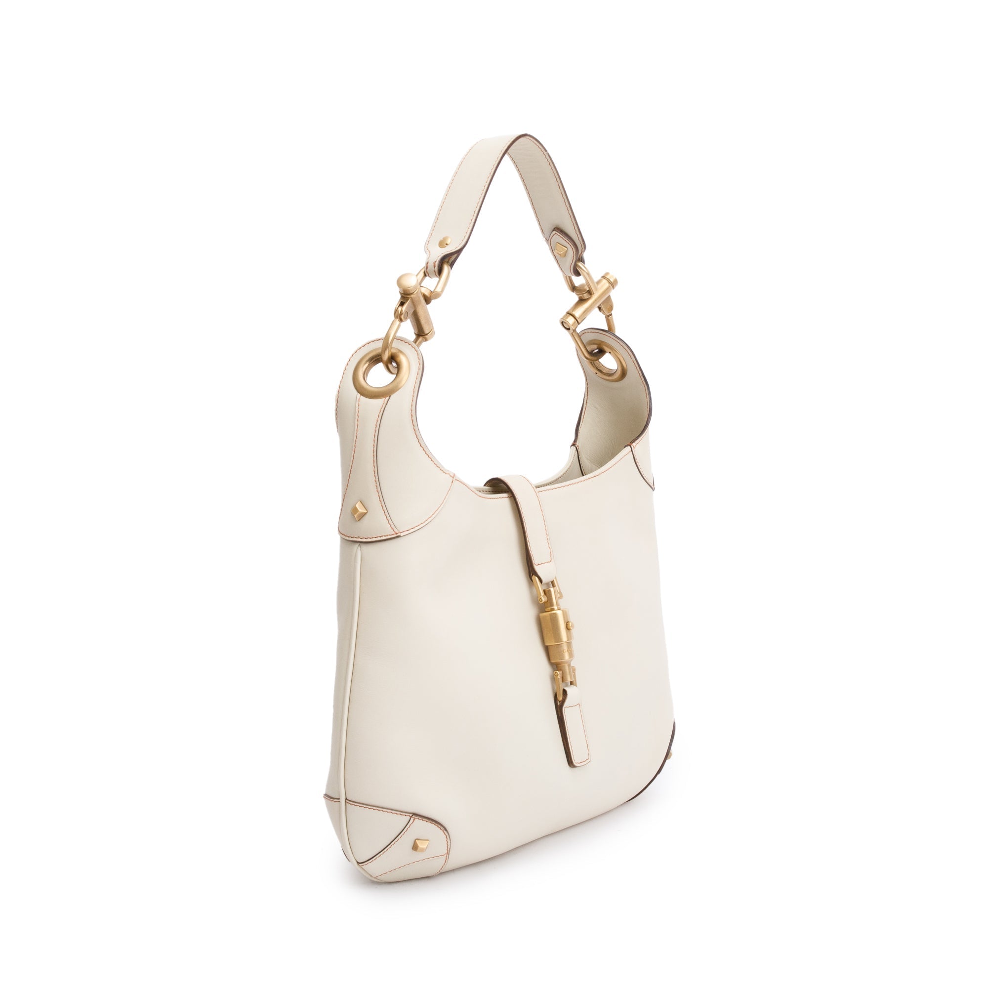 Gucci Creme Leather Medium Nailhead Jackie Hobo Bag
