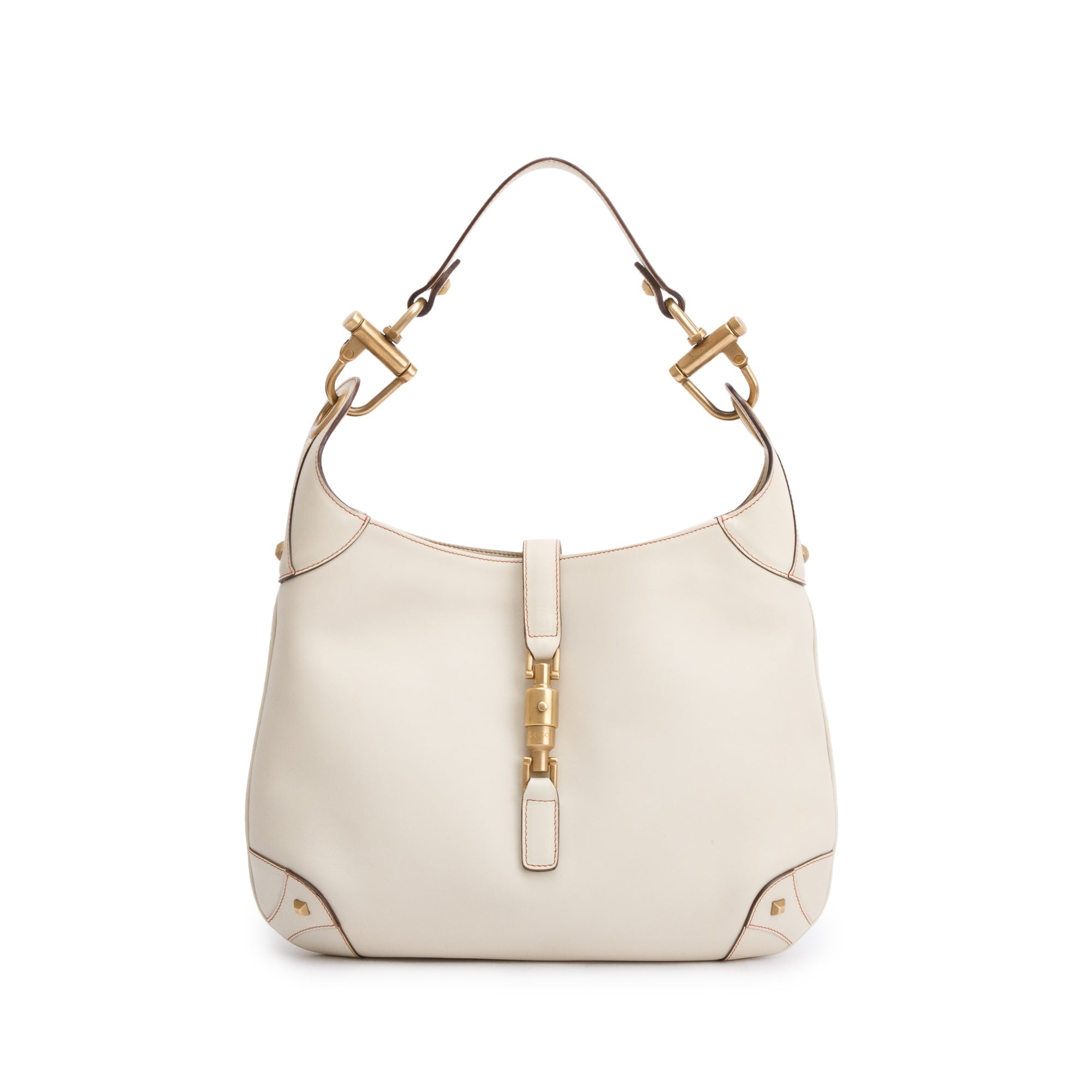 Gucci Creme Leather Medium Nailhead Jackie Hobo Bag