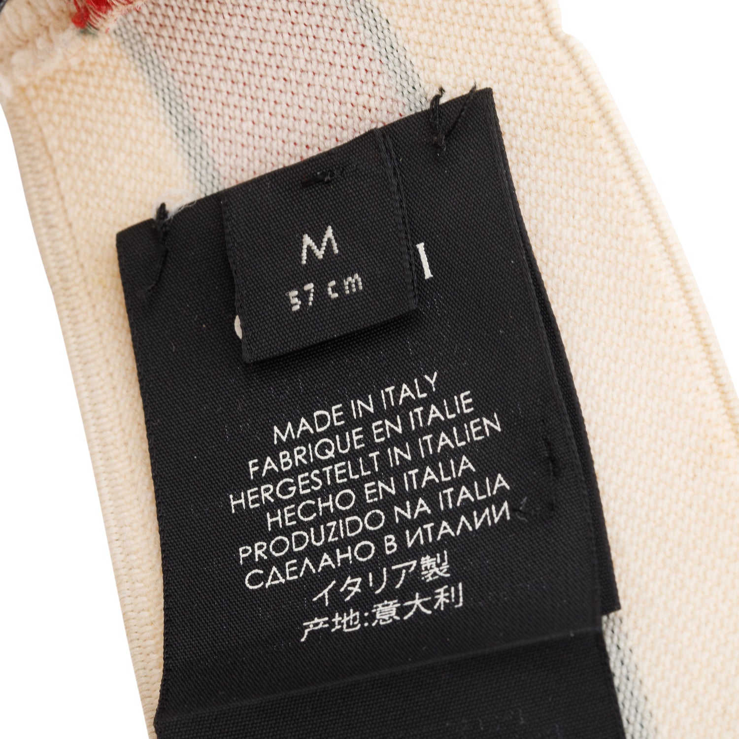 Gucci Creme & Red Web Logo Fabric Elastic Headband Size M 57