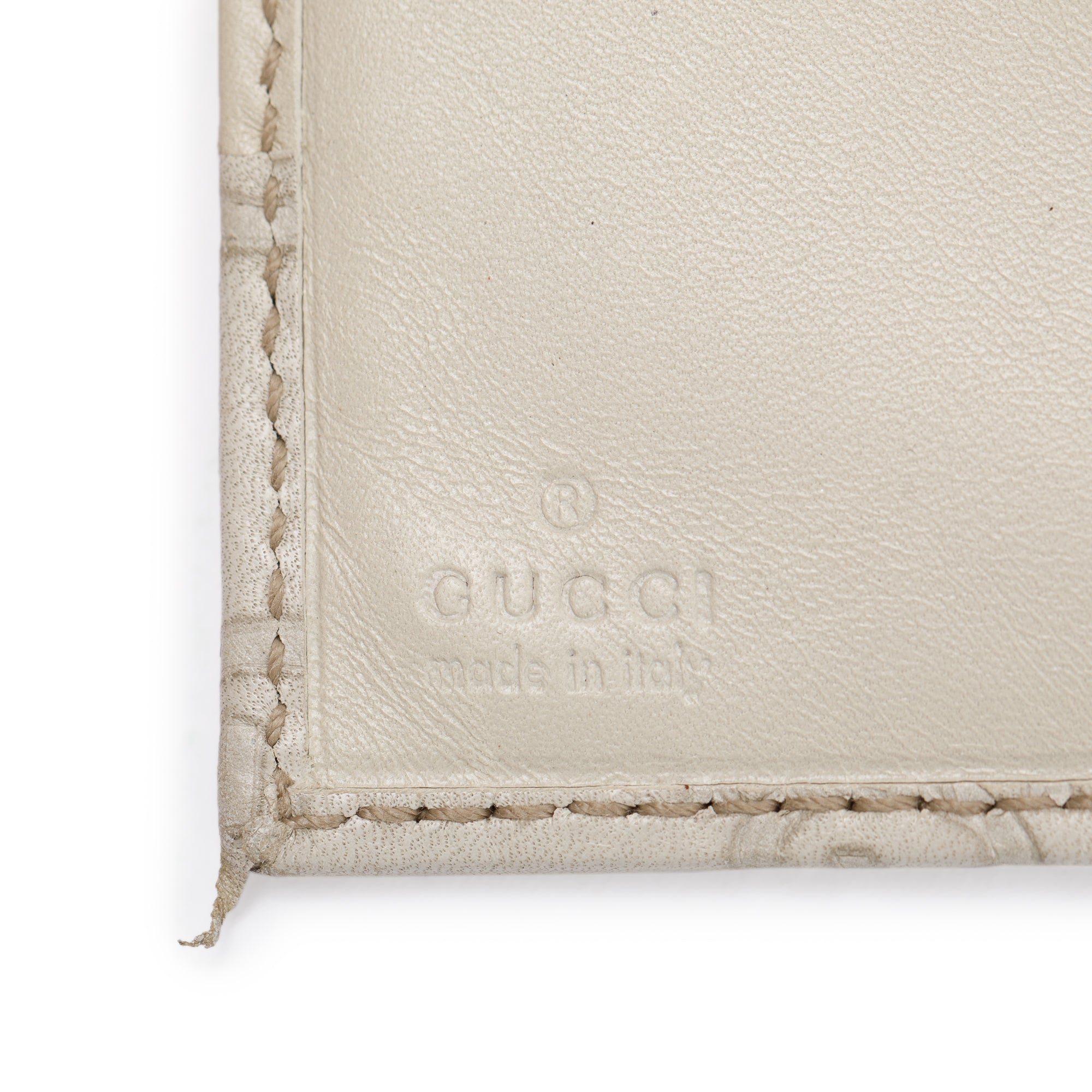 Gucci Creme Signature Leather & Suede Flap Wallet