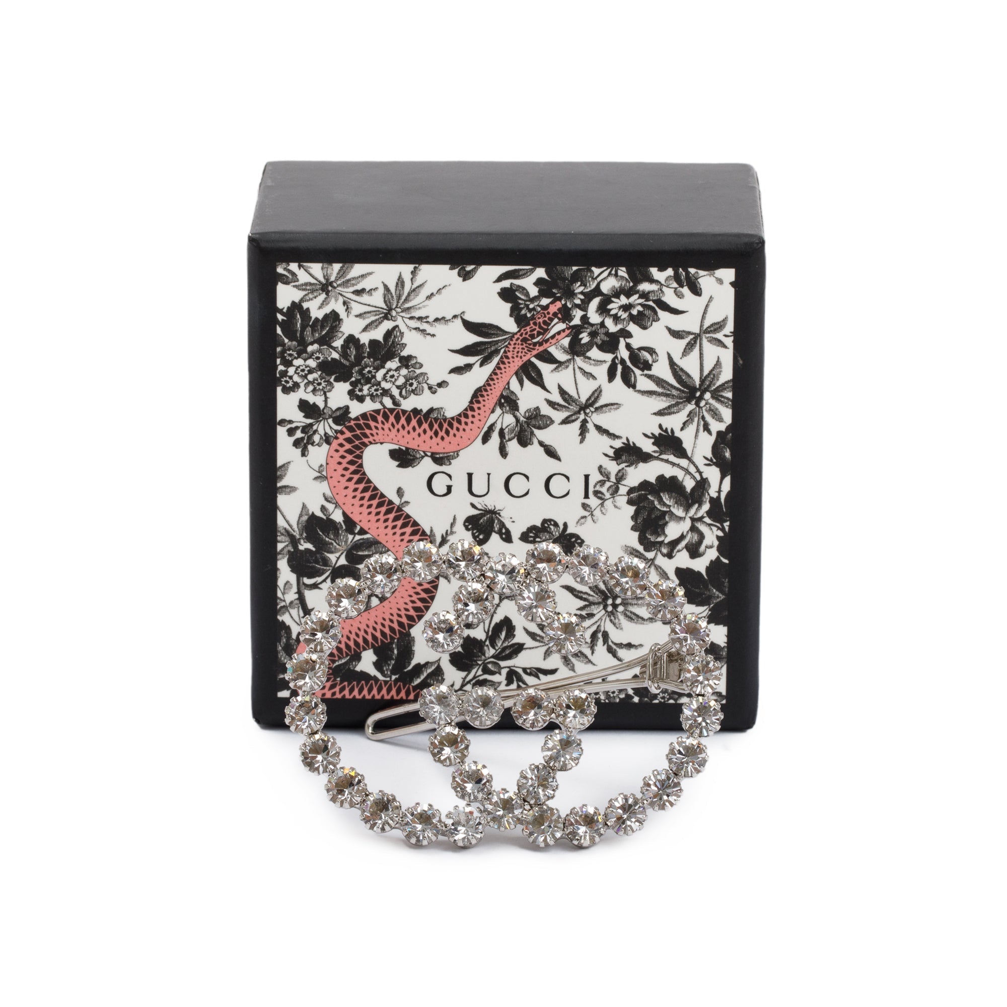 Gucci Crystal Embellished Interlocking G Hair Clip w/ Box