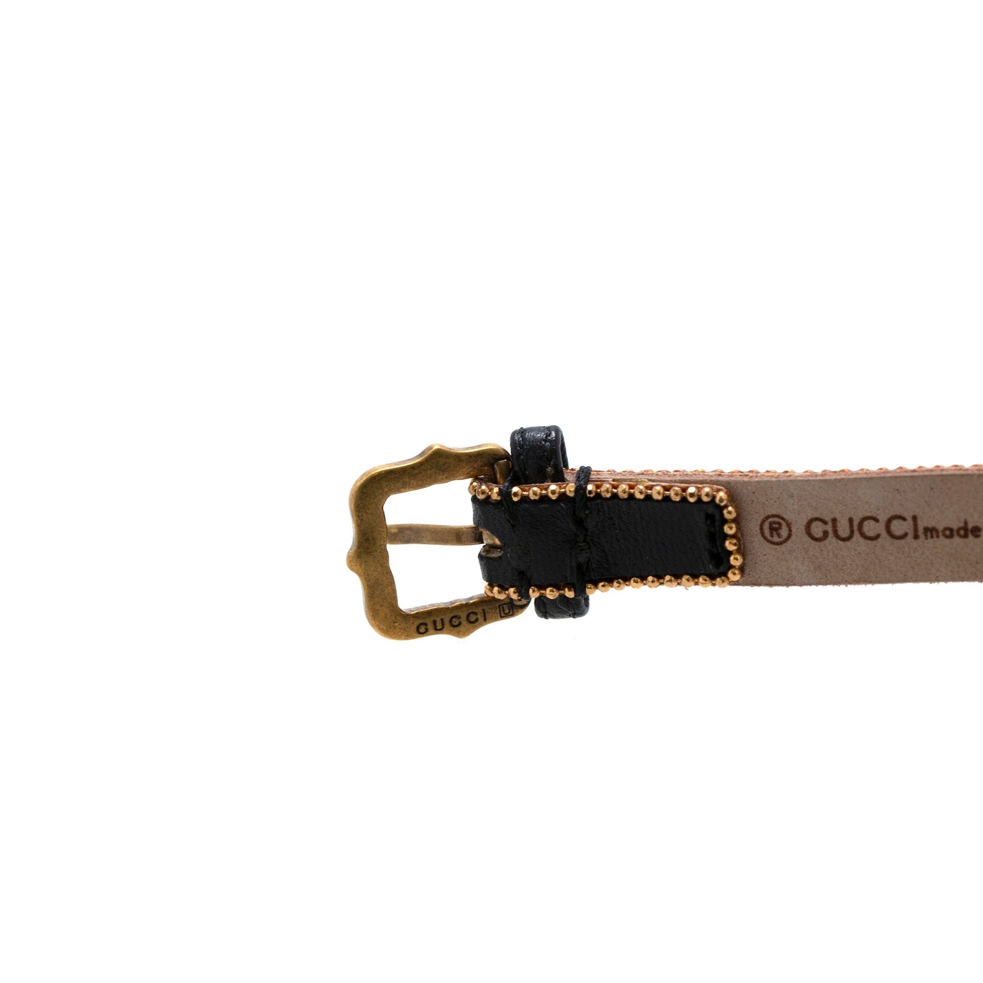 Gucci Crystal Studded Butterfly Wrap Leather Bracelet