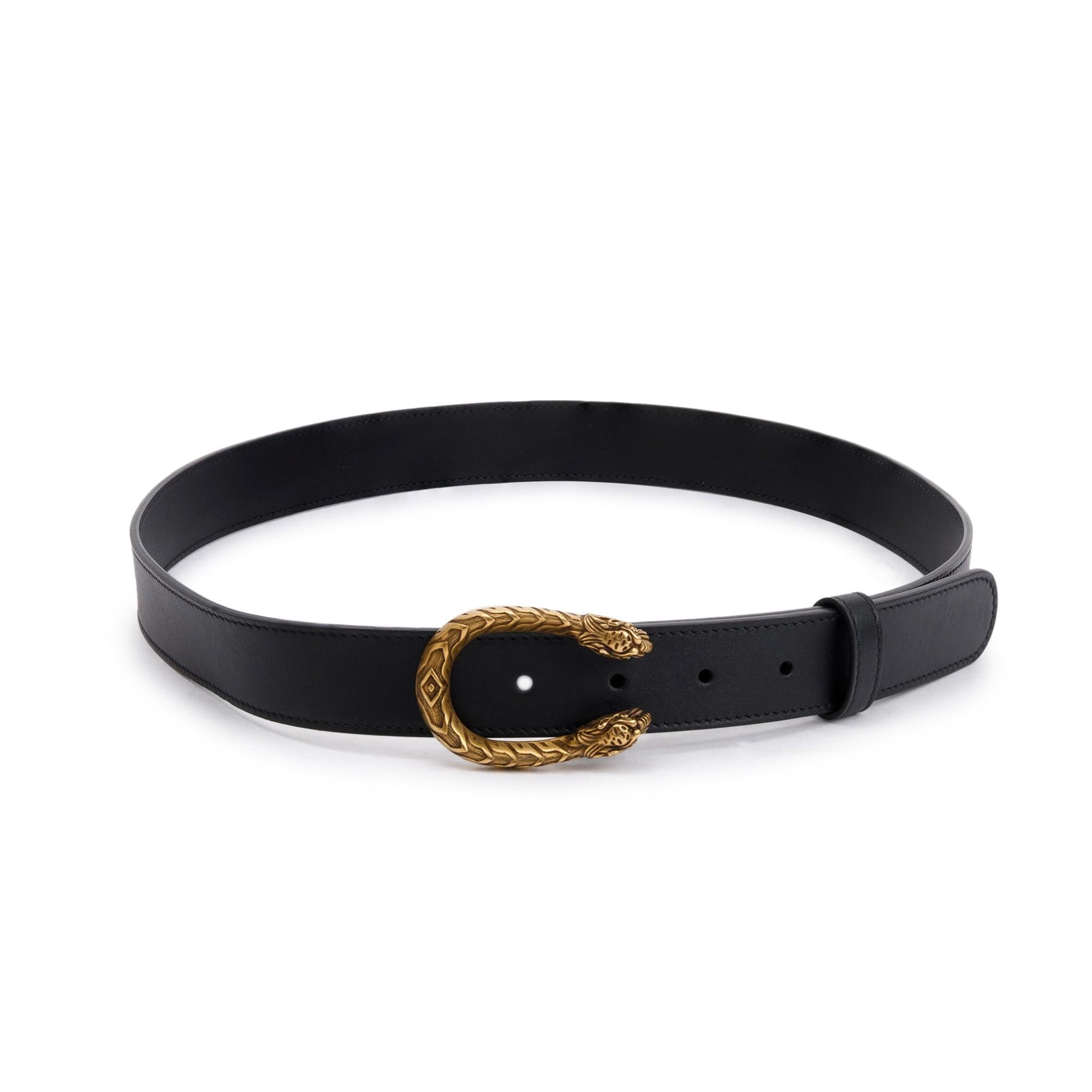 Gucci Dionysus Accent Black Leather 30 MM Belt, 90 36