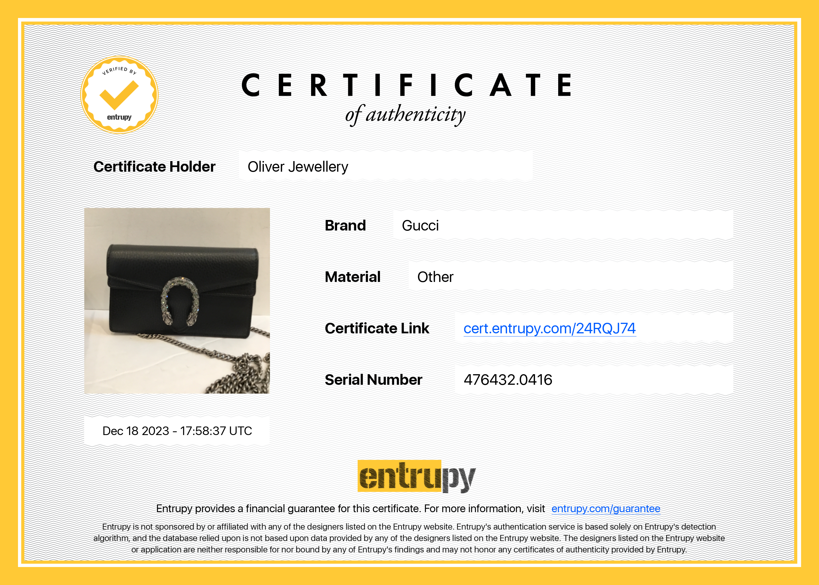 Gucci Dionysus Black Leather Super Mini Bag w/ Box