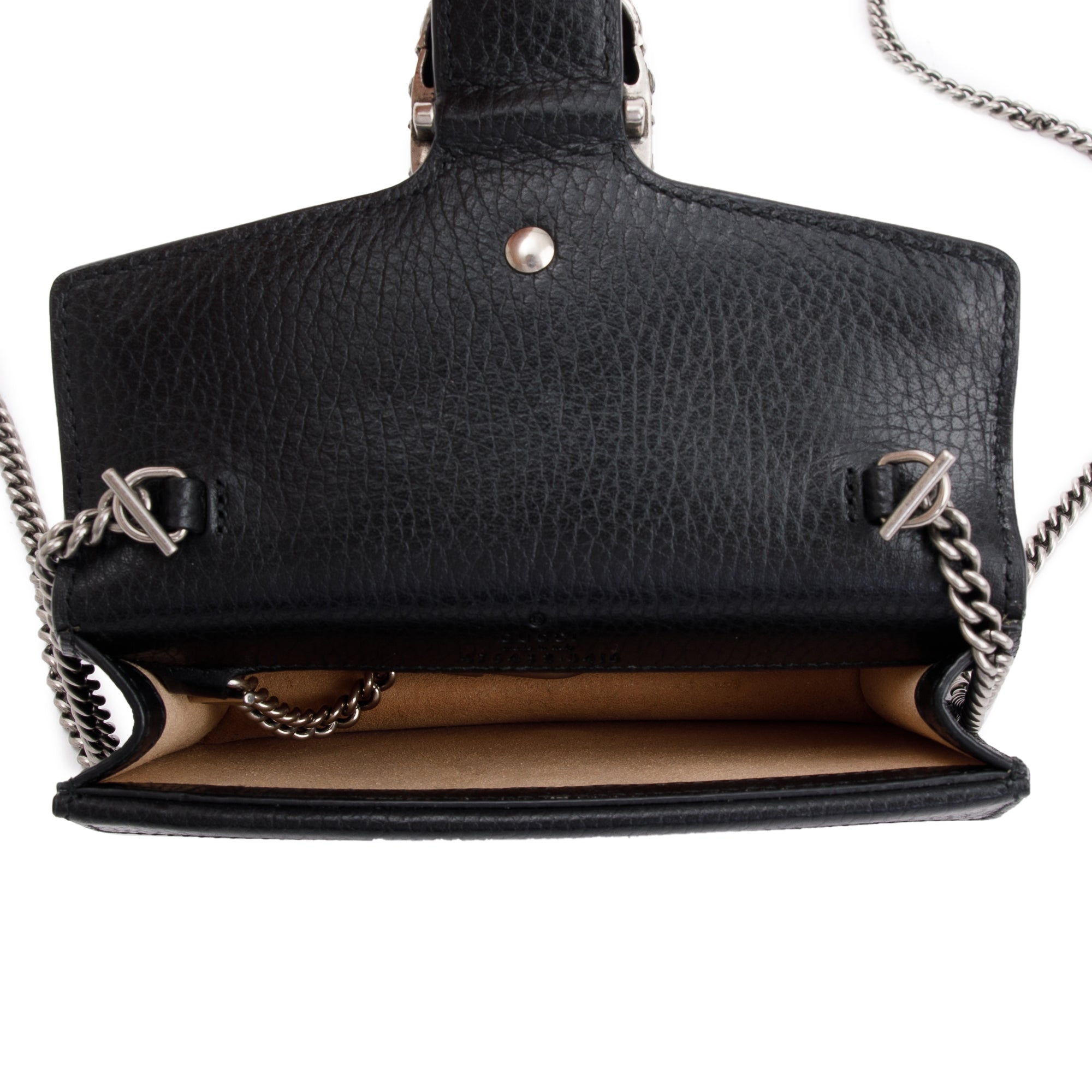 Gucci Dionysus Black Leather Super Mini Bag w/ Box